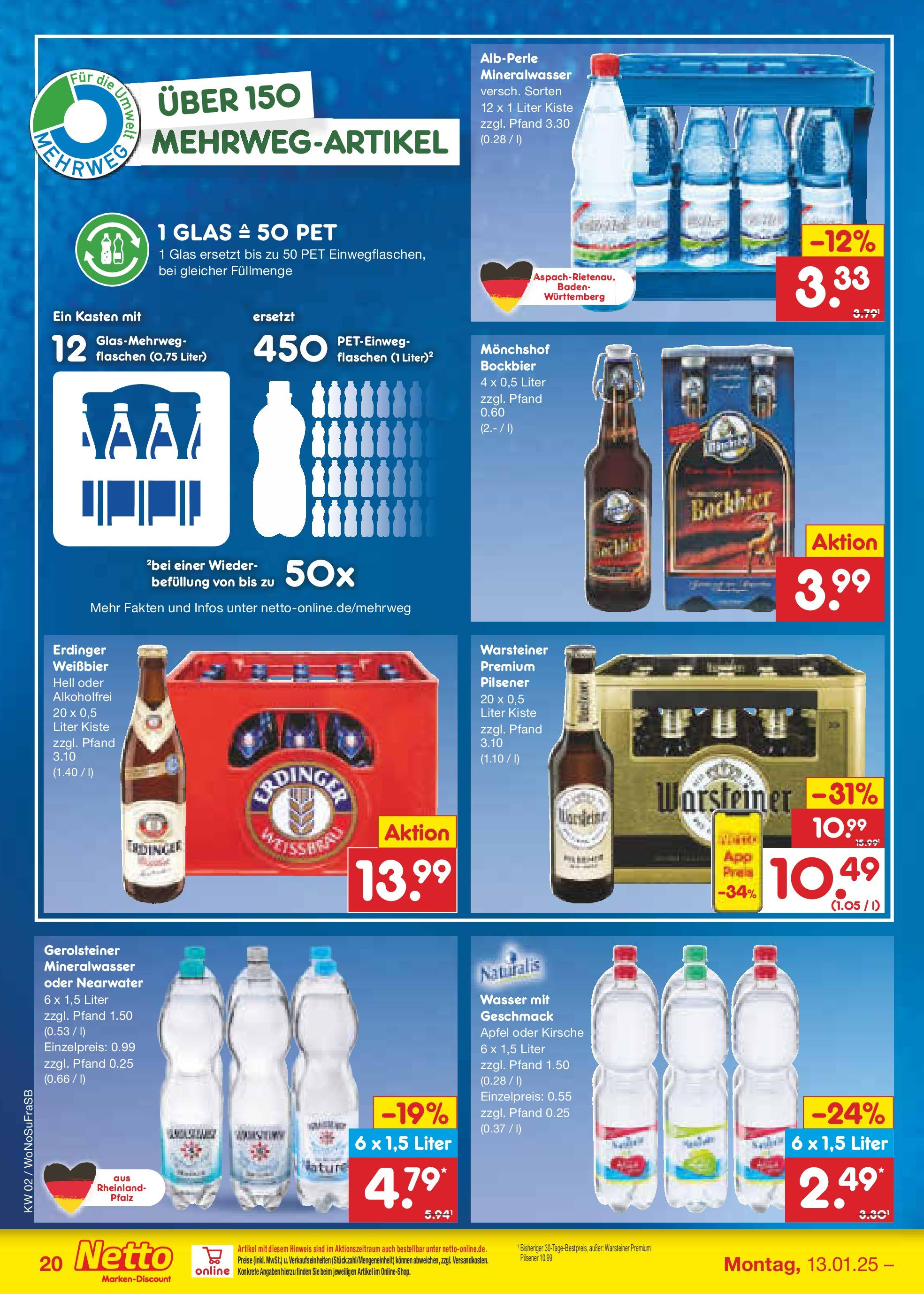 Netto Marken-Discount - Netto: Wochenangebote (ab 12.01.2025) » Angebote | Seite: 30 | Produkte: Energy, Gemüse, Pasta, Paulaner