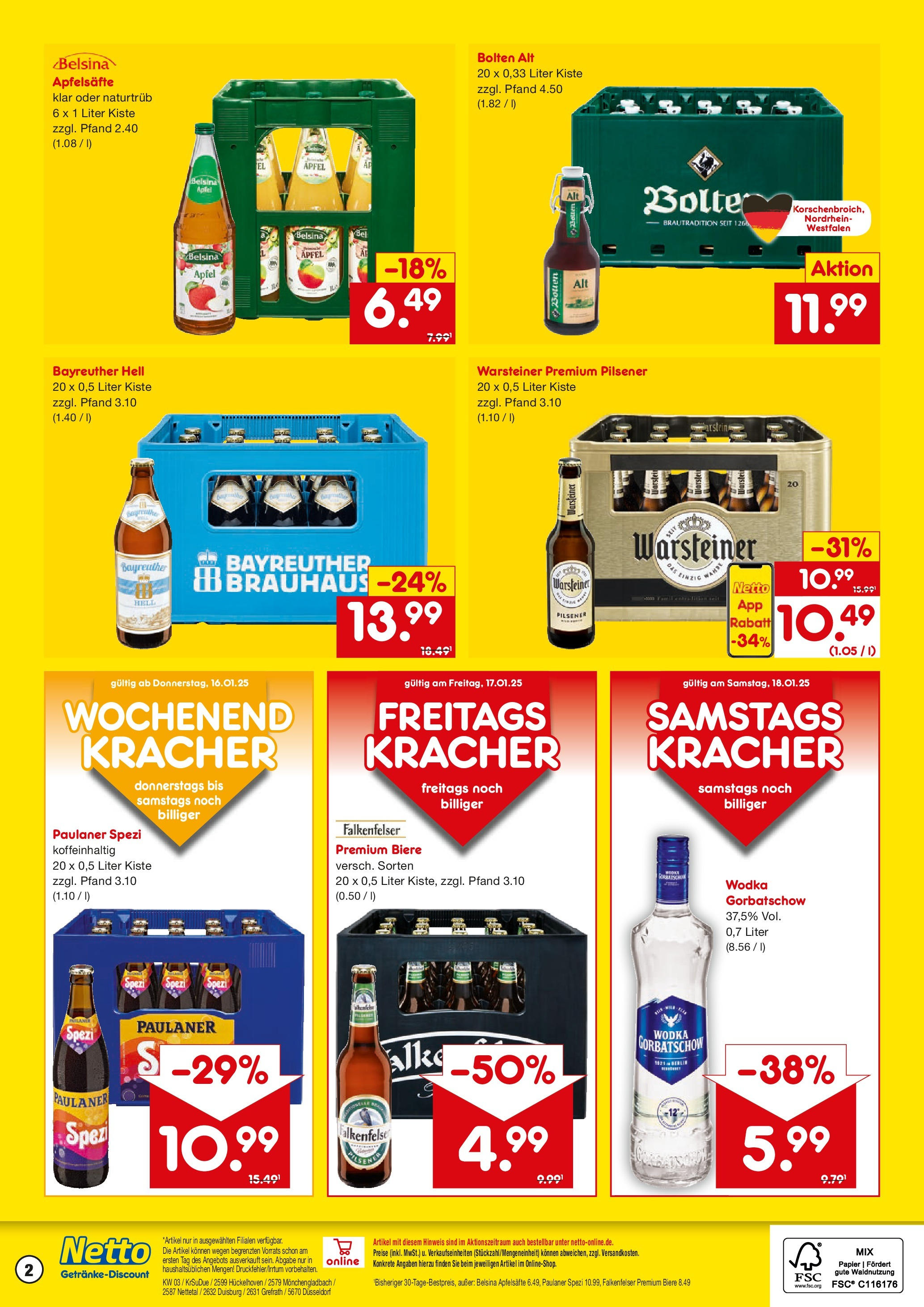 Netto Marken-Discount - Netto: Getränkeangebote (ab 12.01.2025) » Angebote | Seite: 2 | Produkte: Äpfel, Warsteiner, Wodka, Paulaner