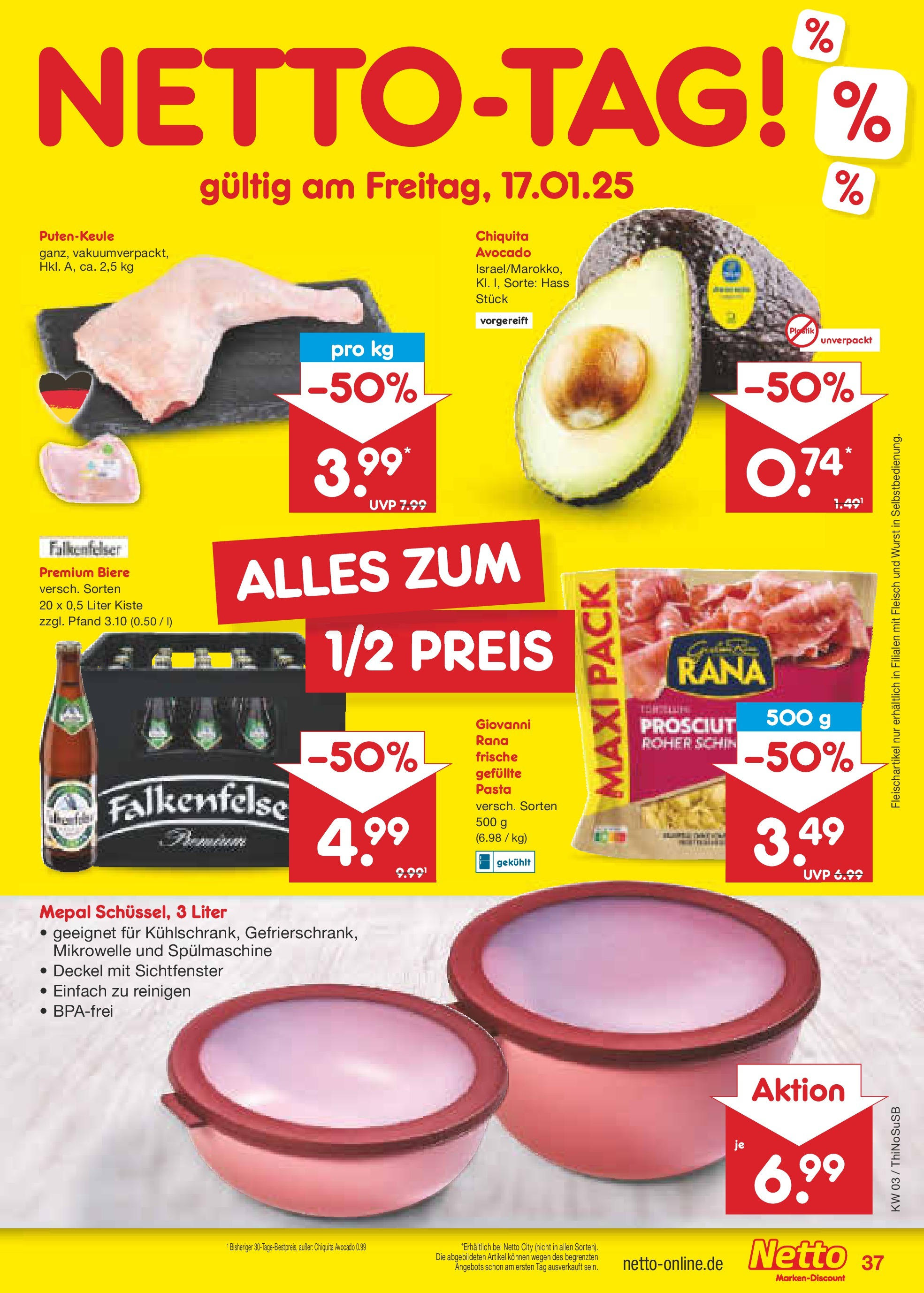 Netto Marken-Discount - Netto: Getränkeangebote (ab 12.01.2025) » Angebote | Seite: 53 | Produkte: Mikrowelle, Wurst, Pasta, Fleisch