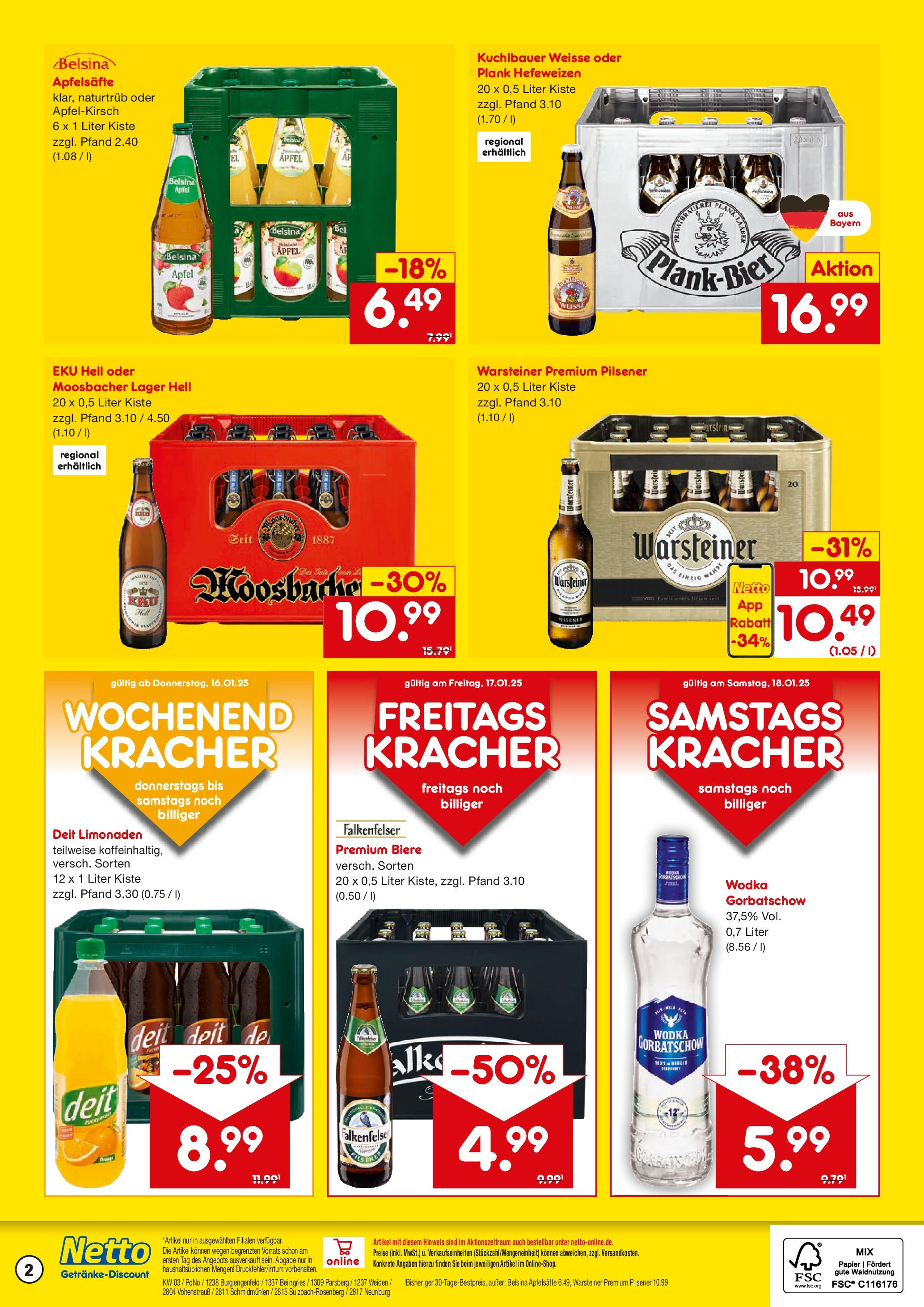 Netto Marken-Discount - Netto: Getränkeangebote (ab 12.01.2025) » Angebote | Seite: 2 | Produkte: Äpfel, Warsteiner, Wodka gorbatschow, Wodka