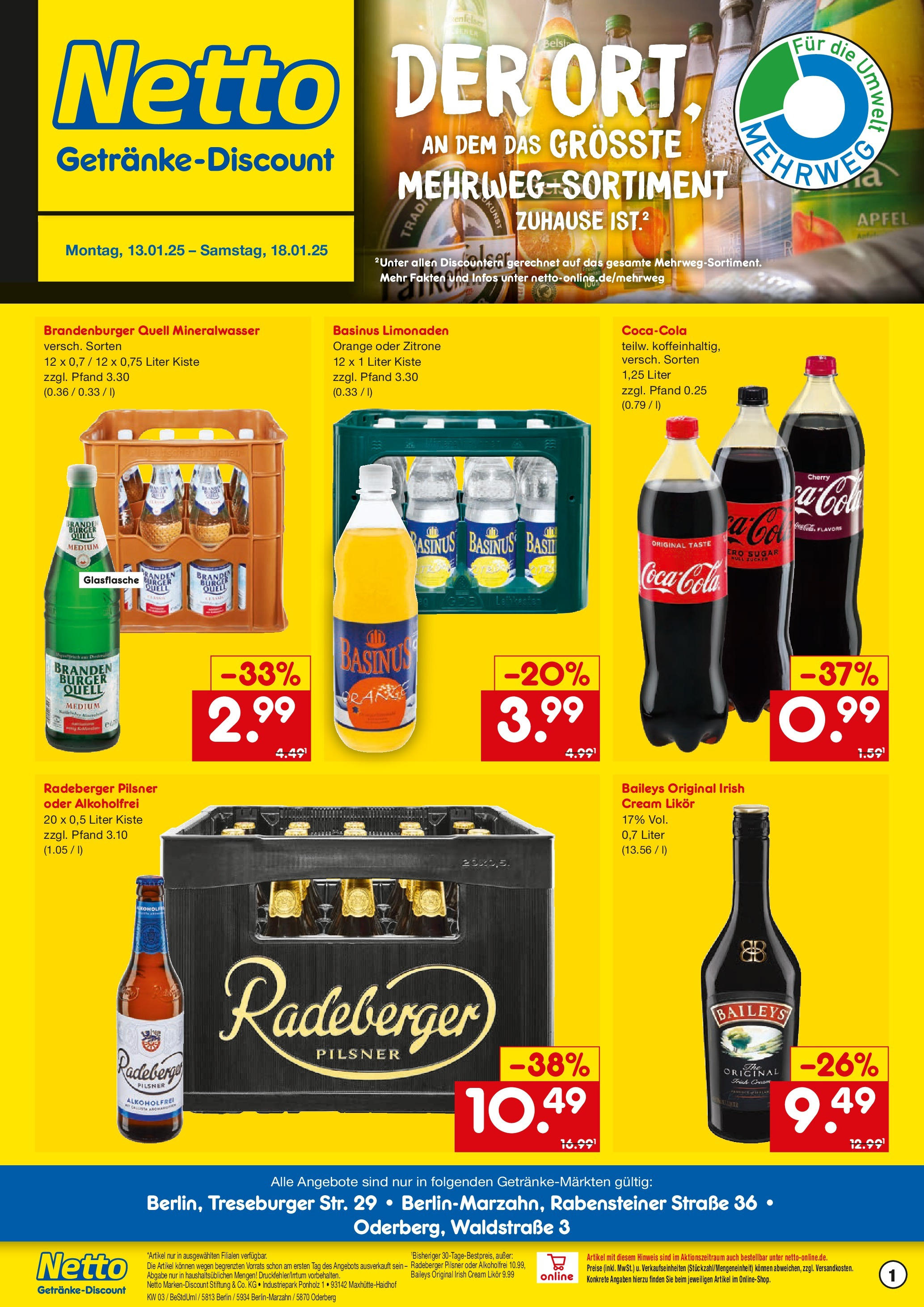 Netto Marken-Discount - Netto: Getränkeangebote (ab 12.01.2025) » Angebote | Seite: 1 | Produkte: Likör, Äpfel, Zitrone, Radeberger pilsner