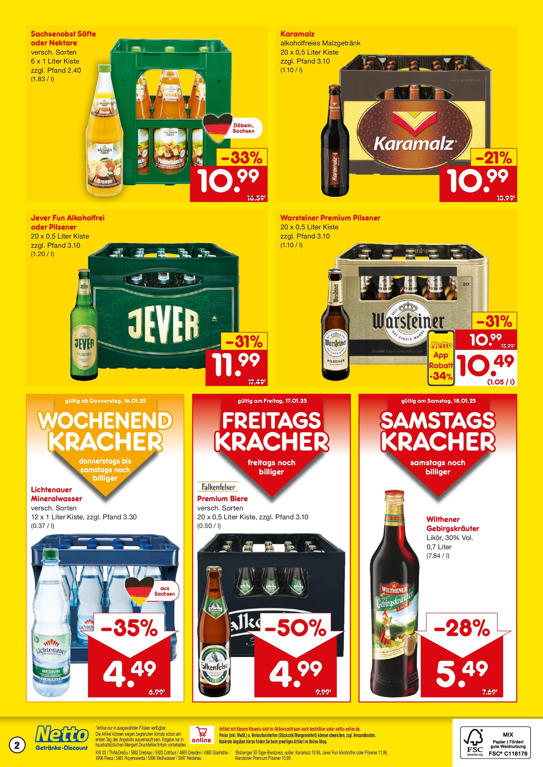 Netto Marken-Discount - Netto: Getränkeangebote (ab 12.01.2025) » Angebote | Seite: 2 | Produkte: Wilthener, Wilthener gebirgskrauter, Mineralwasser, Warsteiner