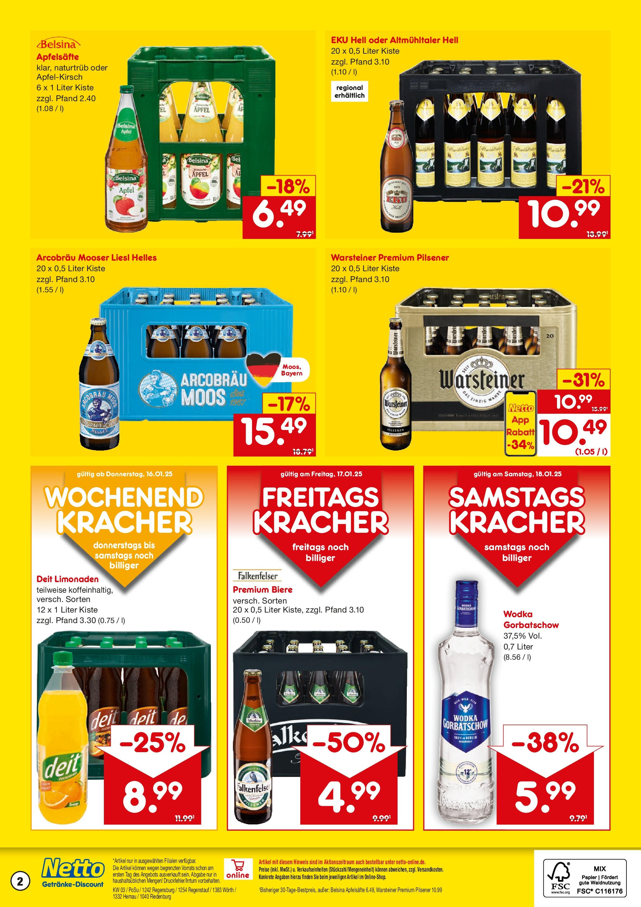 Netto Marken-Discount - Netto: Getränkeangebote (ab 12.01.2025) » Angebote | Seite: 2 | Produkte: Äpfel, Warsteiner, Wodka gorbatschow, Wodka