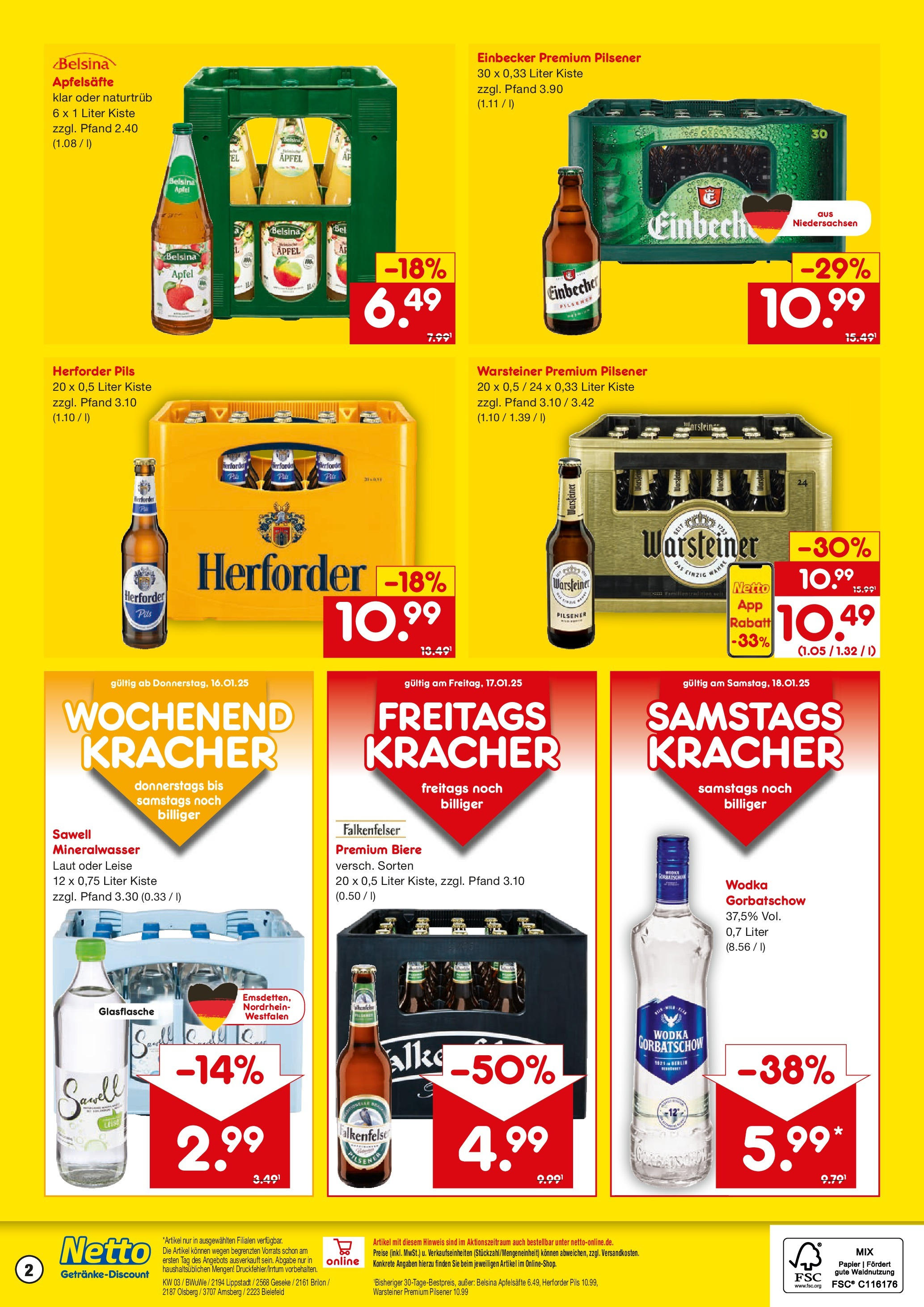 Netto Marken-Discount - Netto: Getränkeangebote (ab 12.01.2025) » Angebote | Seite: 2 | Produkte: Pils, Mineralwasser, Warsteiner, Wodka