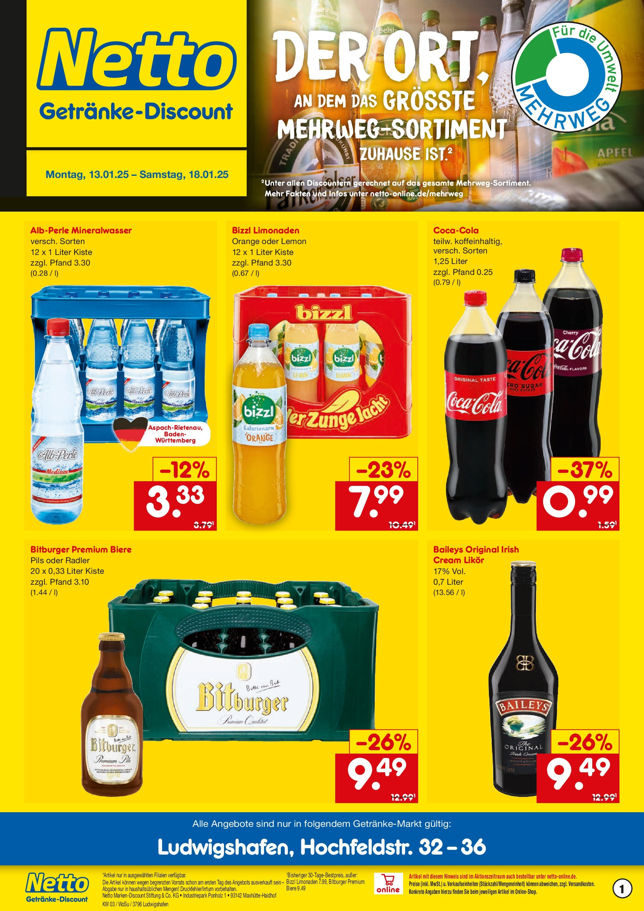 Netto Marken-Discount - Netto: Getränkeangebote (ab 12.01.2025) » Angebote | Seite: 1 | Produkte: Bitburger, Likör, Äpfel, Radler