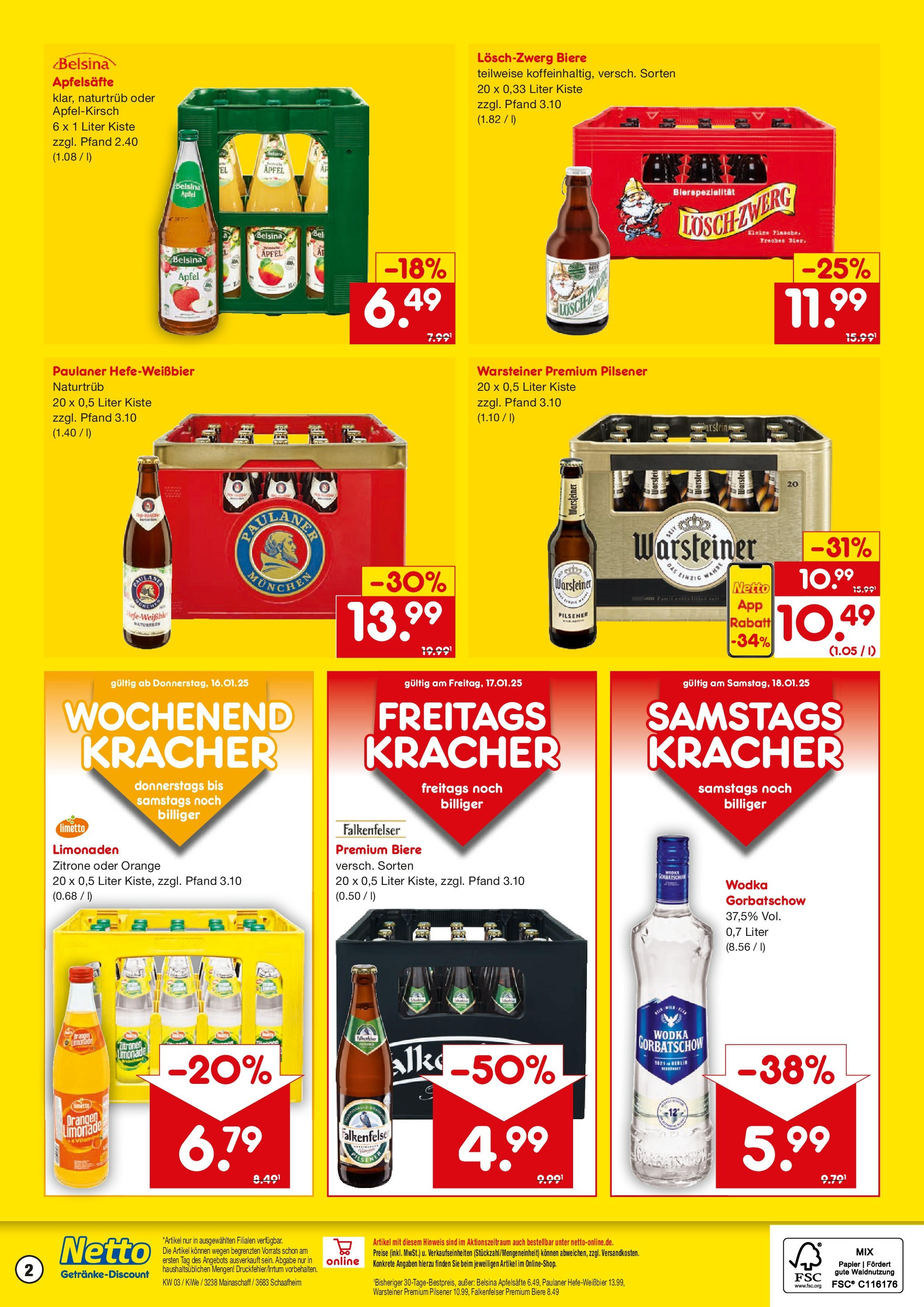 Netto Marken-Discount - Netto: Getränkeangebote (ab 12.01.2025) » Angebote | Seite: 2 | Produkte: Orangen, Limonade, Wodka gorbatschow, Paulaner