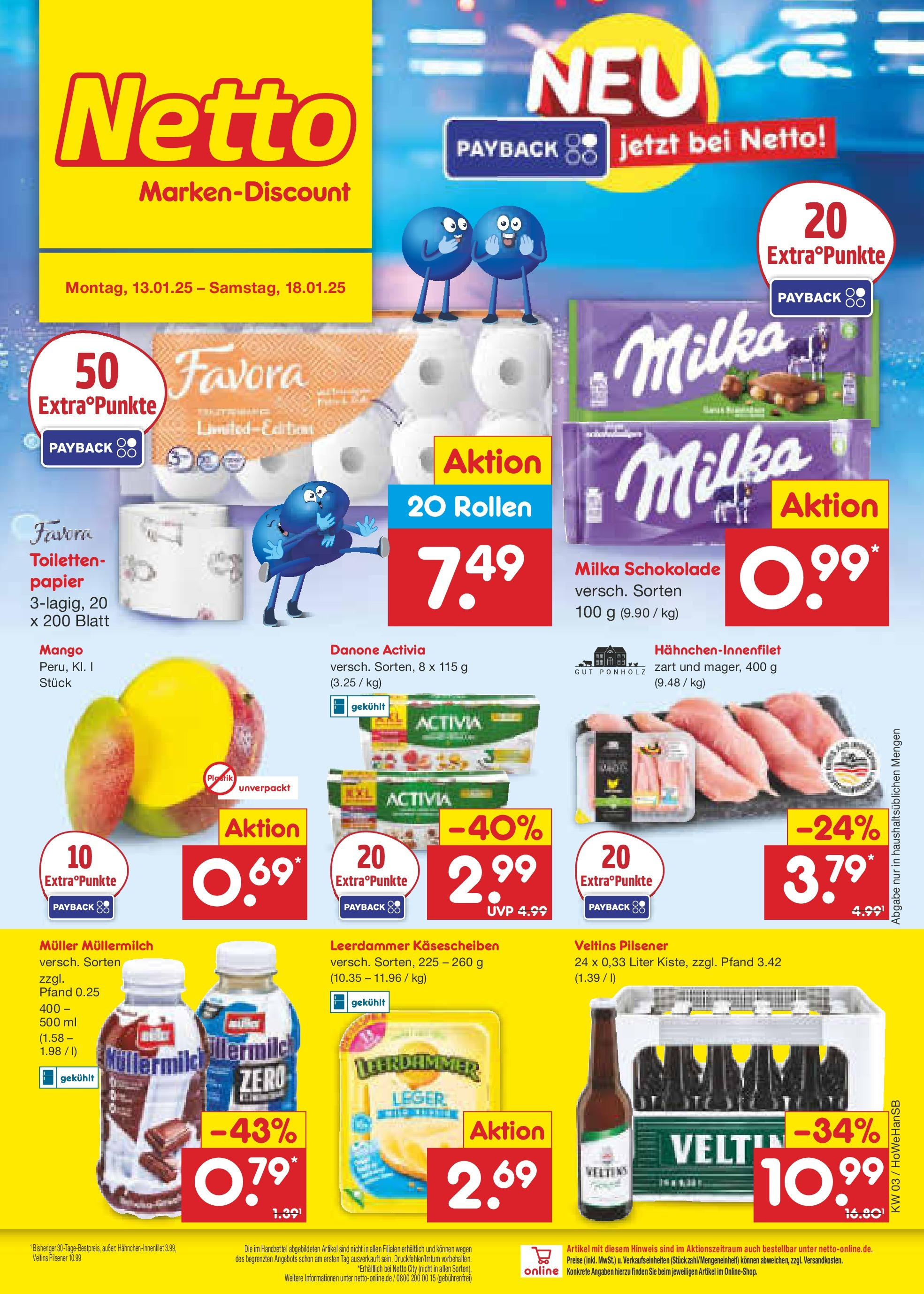 Netto Marken-Discount - Netto: Wochenangebote (ab 12.01.2025) » Angebote | Seite: 1 | Produkte: Activia, Milka schokolade, Müllermilch, Muller mullermilch