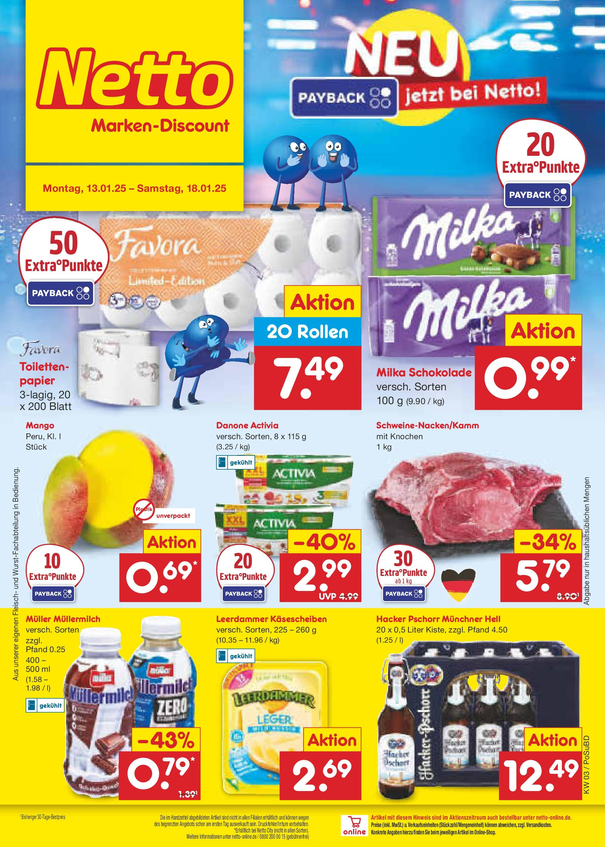 Netto Marken-Discount - Netto: Wochenangebote (ab 12.01.2025) » Angebote | Seite: 1 | Produkte: Danone activia, Leerdammer, Müllermilch, Muller mullermilch