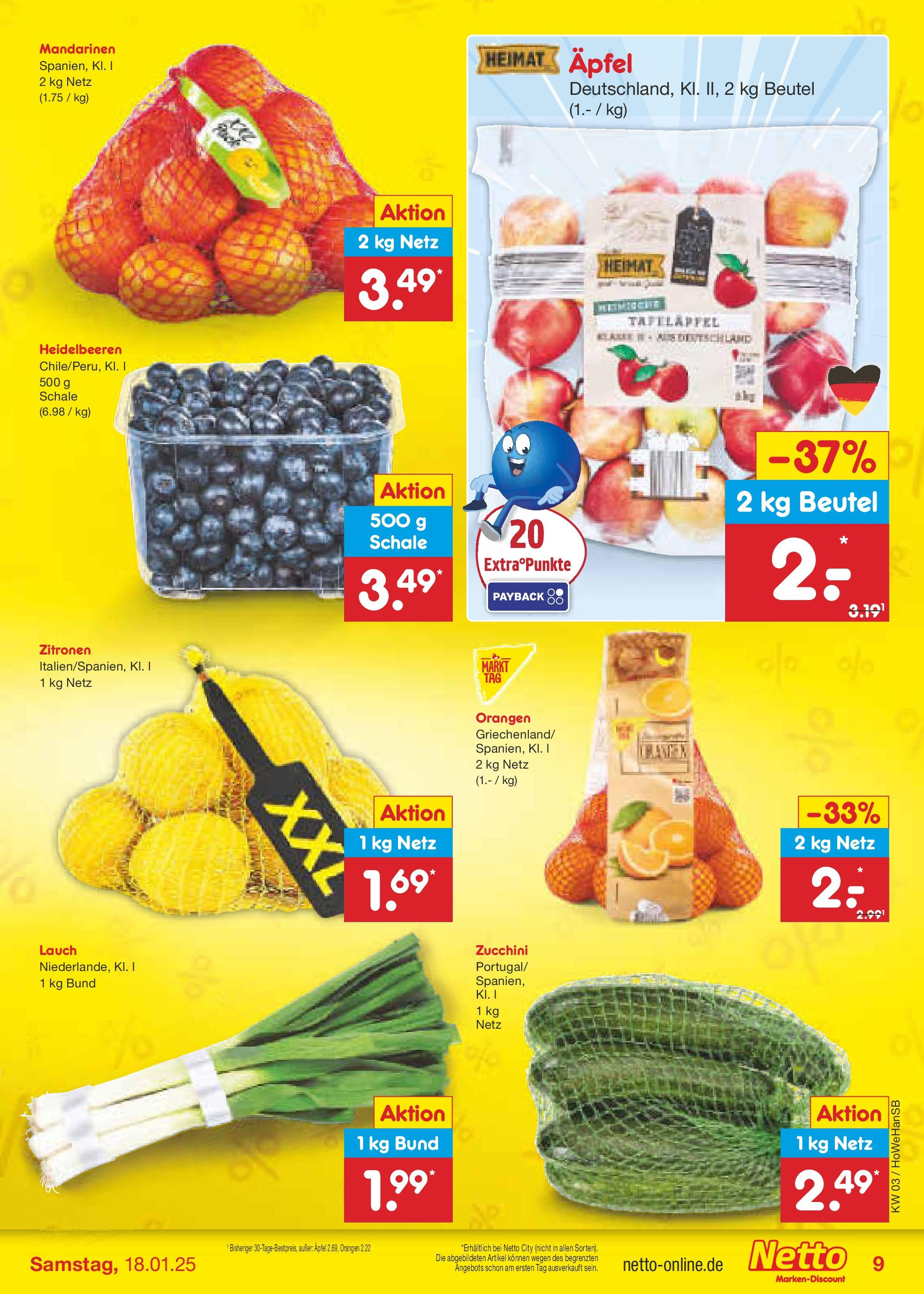 Netto Marken-Discount - Netto: Wochenangebote (ab 12.01.2025) » Angebote | Seite: 11 | Produkte: Äpfel, Orangen, Zucchini, Zitronen