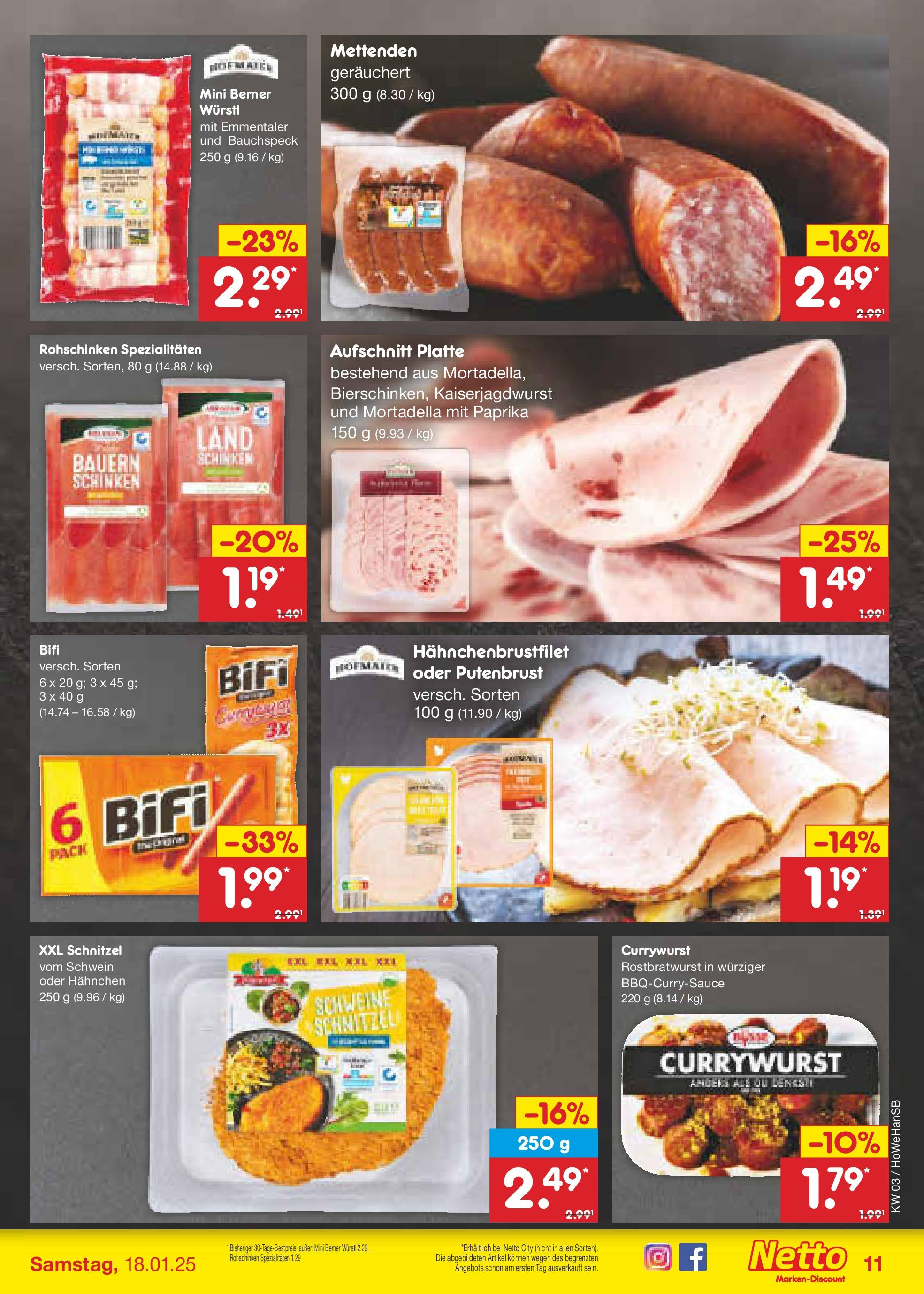 Netto Marken-Discount - Netto: Wochenangebote (ab 12.01.2025) » Angebote | Seite: 17 | Produkte: Bifi, Würstl, Wurst, Schinken