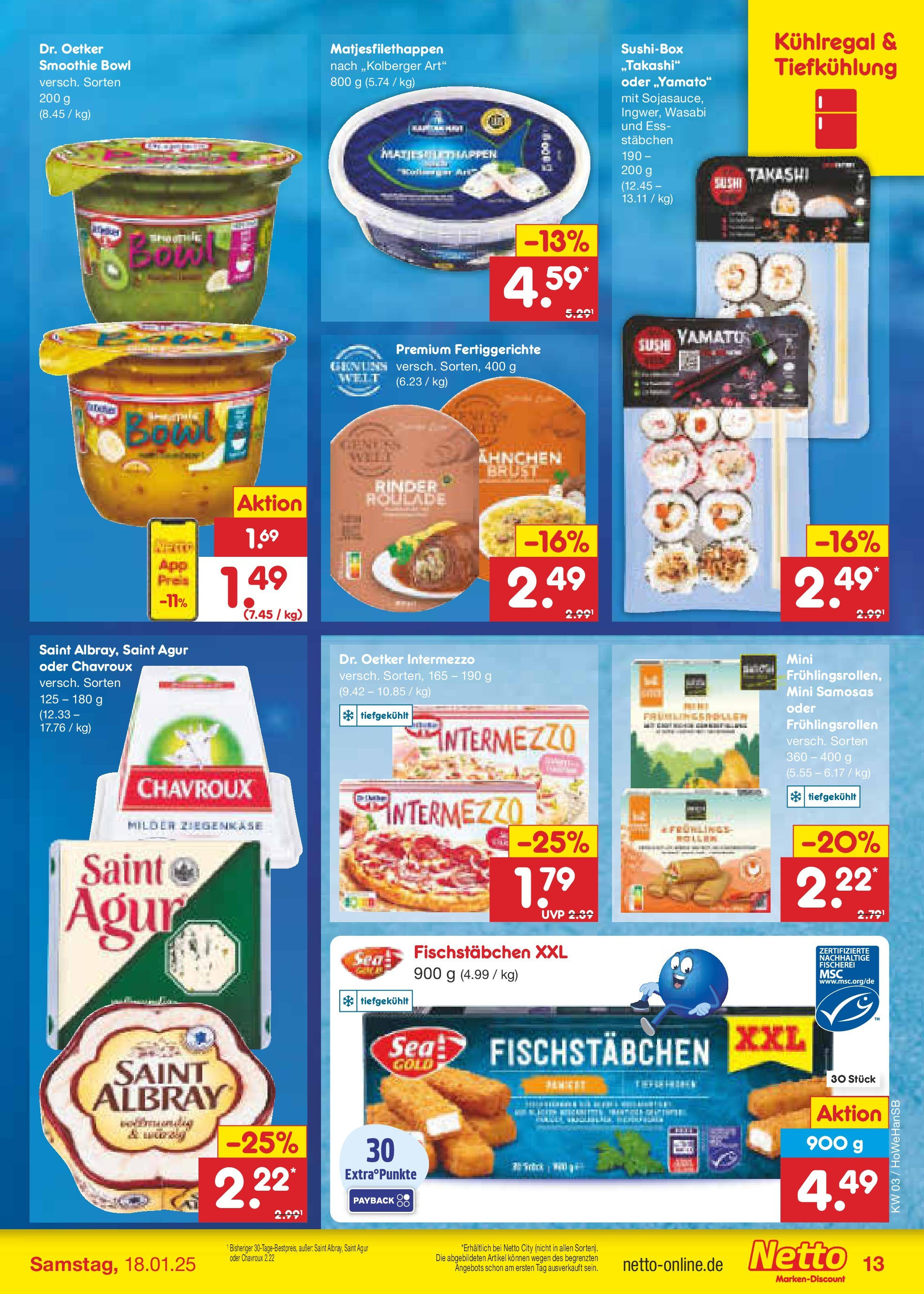 Netto Marken-Discount - Netto: Wochenangebote (ab 12.01.2025) » Angebote | Seite: 21 | Produkte: Ziegenkäse, Fischstabchen, Fertiggerichte