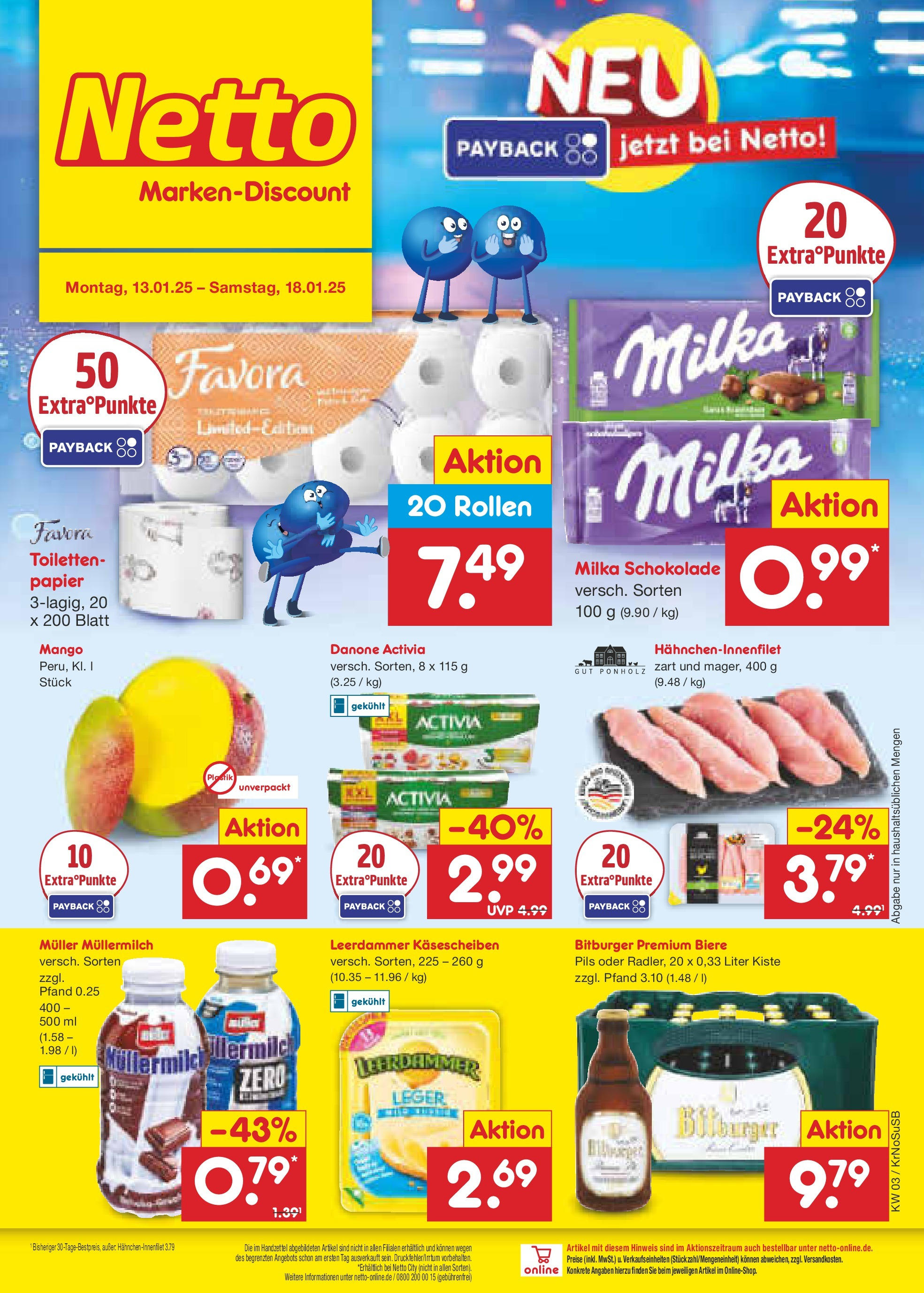 Netto Marken-Discount - Netto: Wochenangebote (ab 12.01.2025) » Angebote | Seite: 1 | Produkte: Bitburger, Activia, Müllermilch, Muller mullermilch