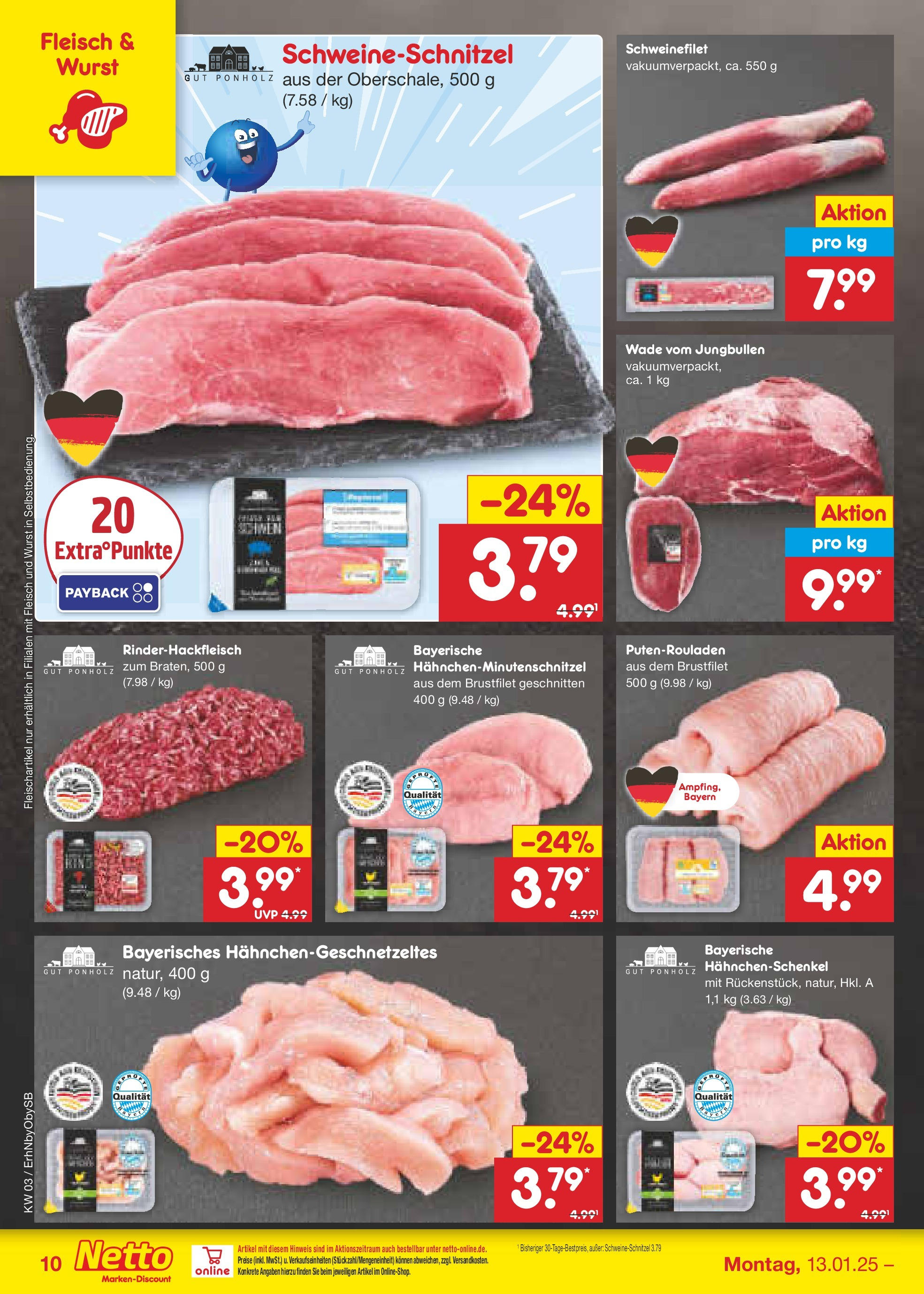 Netto Marken-Discount - Netto: Wochenangebote (ab 12.01.2025) » Angebote | Seite: 16 | Produkte: Hahnchenschenkel, Schweinefilet, Wurst, Fleisch