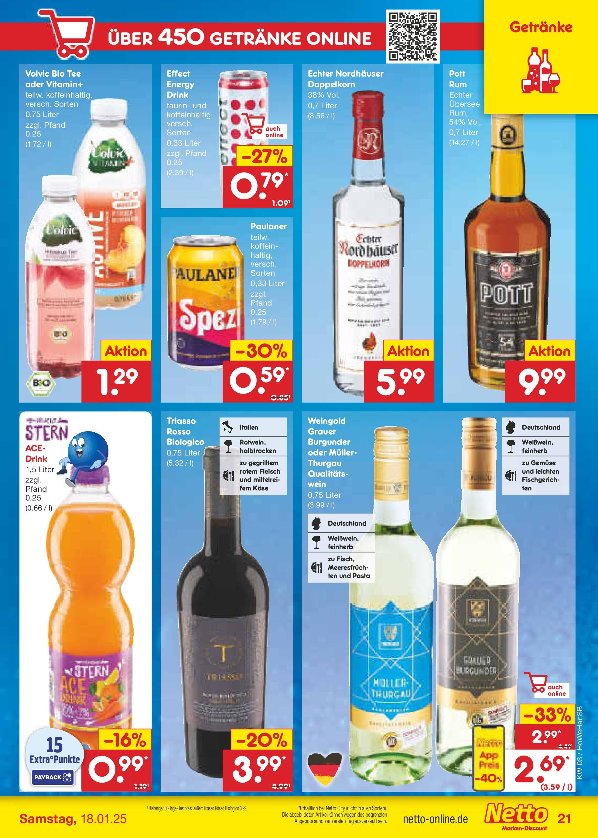 Netto Marken-Discount - Netto: Wochenangebote (ab 12.01.2025) » Angebote | Seite: 31 | Produkte: Energy, Tee, Volvic, Paulaner