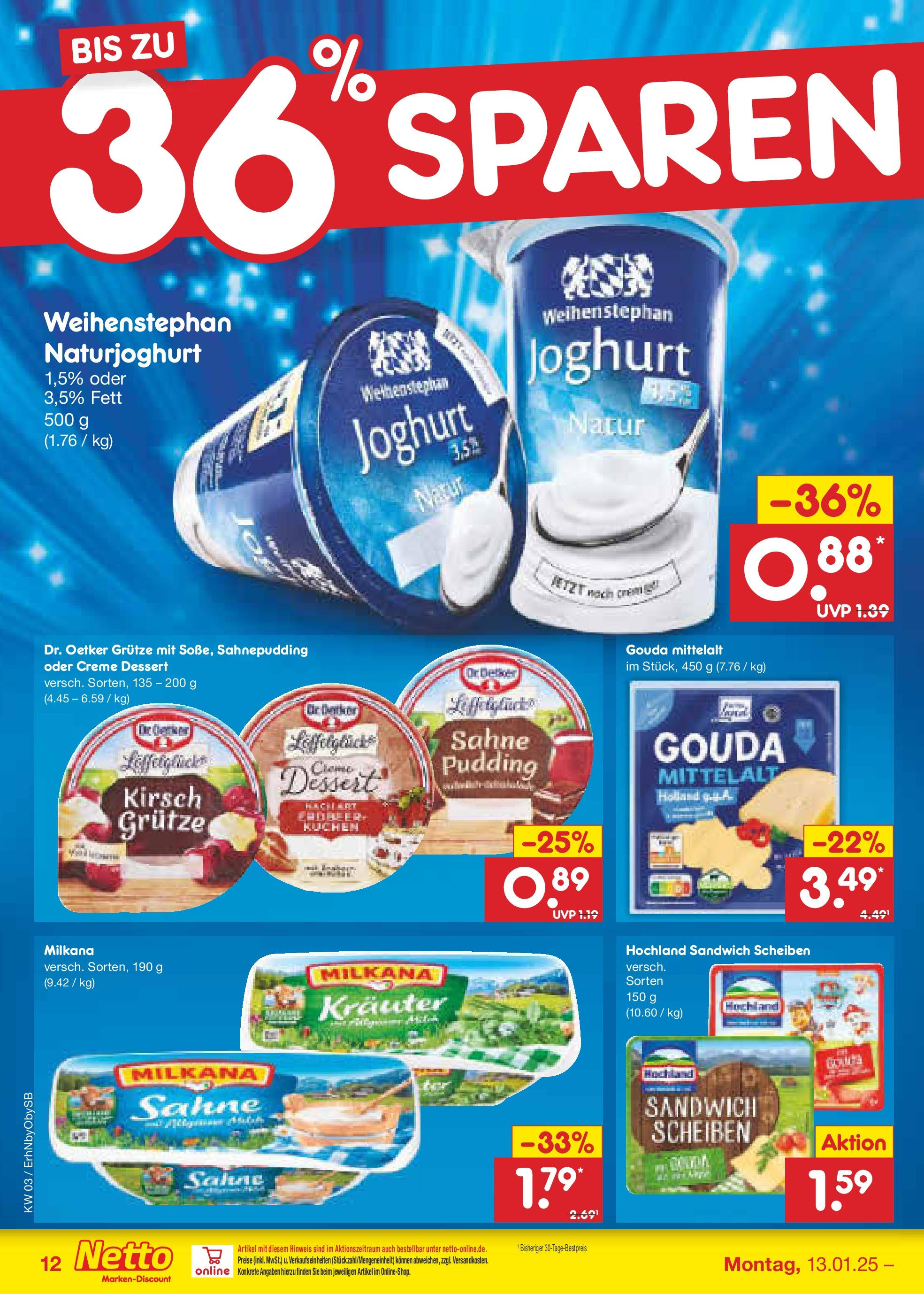 Netto Marken-Discount - Netto: Wochenangebote (ab 12.01.2025) » Angebote | Seite: 20 | Produkte: Milkana, Pudding, Creme, Kuchen