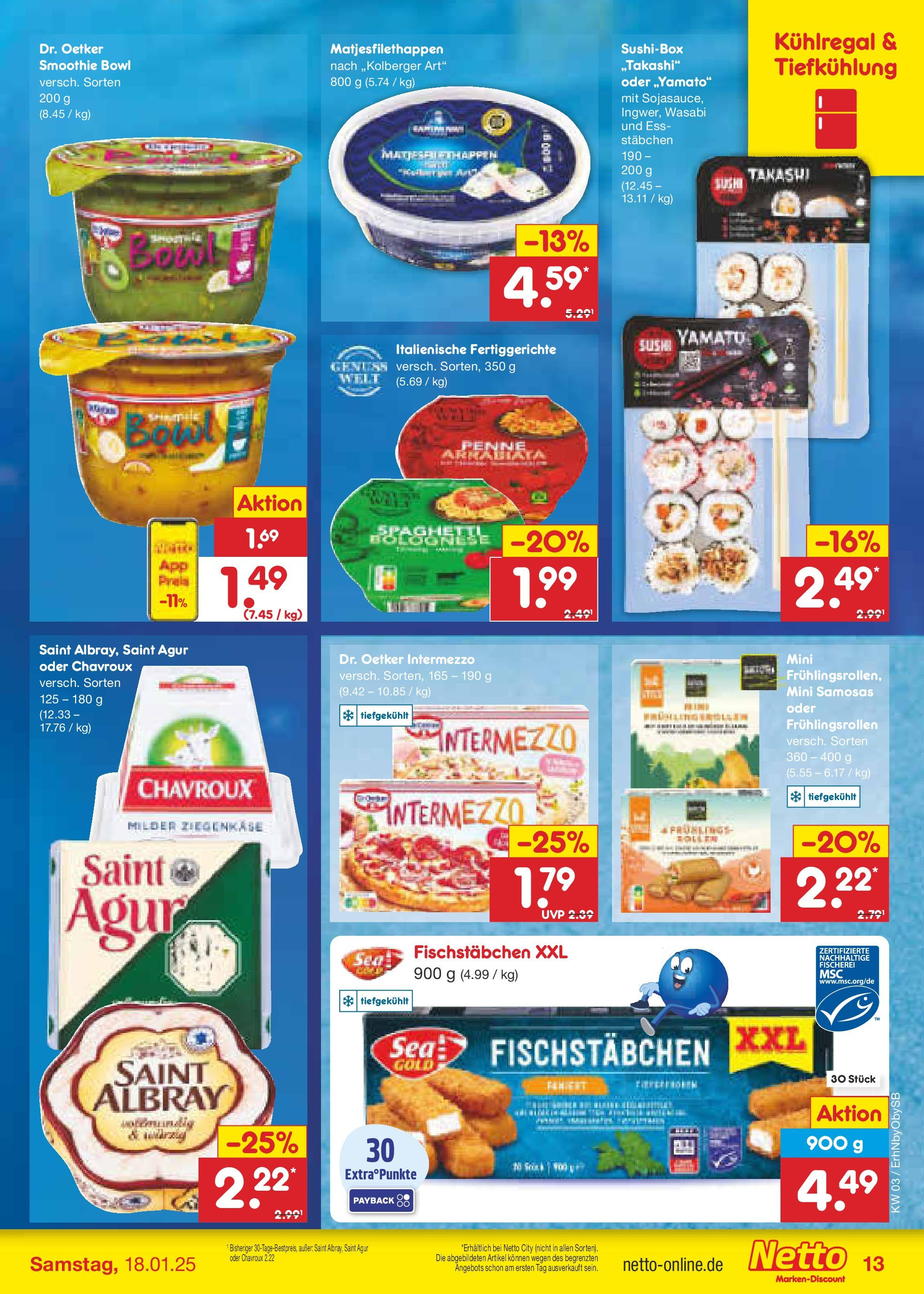 Netto Marken-Discount - Netto: Wochenangebote (ab 12.01.2025) » Angebote | Seite: 21 | Produkte: Ziegenkäse, Fischstabchen, Fertiggerichte