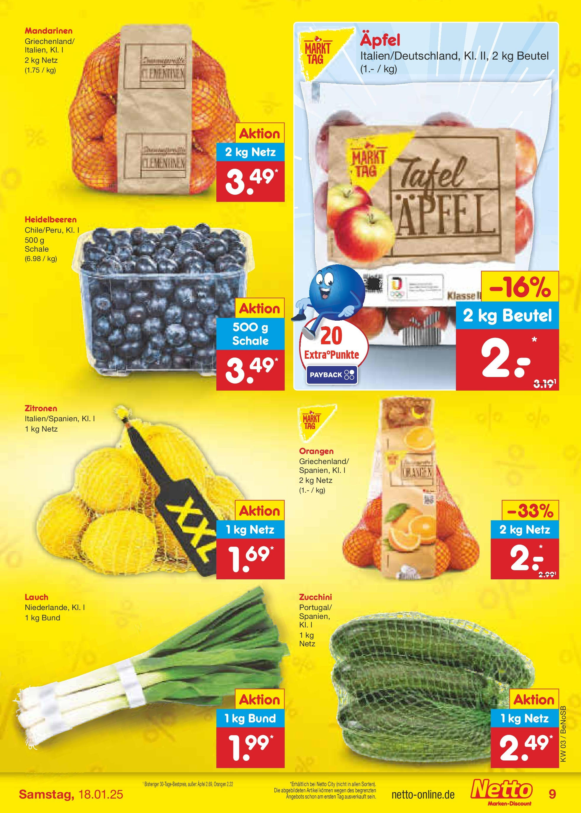 Netto Marken-Discount - Netto: Getränkeangebote (ab 12.01.2025) » Angebote | Seite: 11 | Produkte: Äpfel, Mandarinen, Orangen, Zitronen