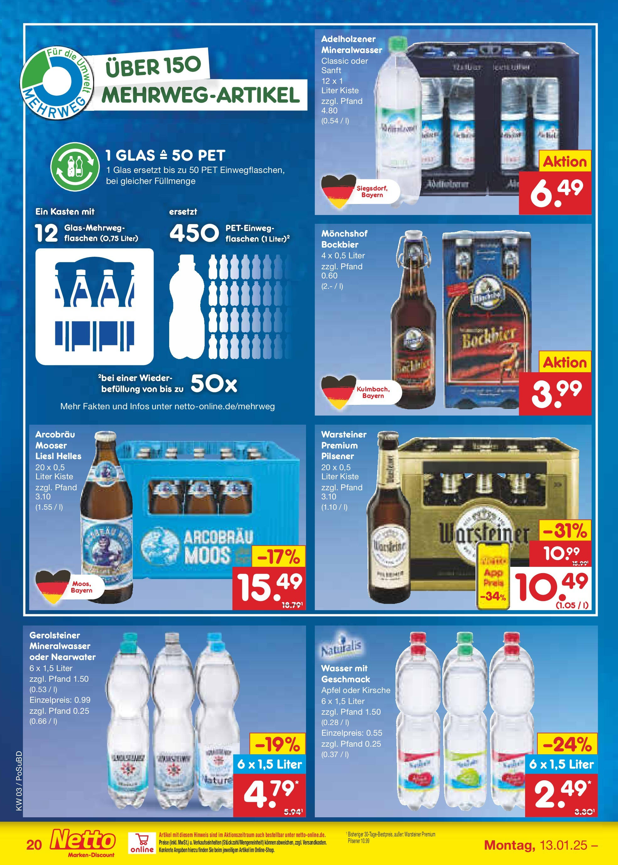 Netto Marken-Discount - Netto: Wochenangebote (ab 12.01.2025) » Angebote | Seite: 30 | Produkte: Monchshof, Äpfel, Wasser, Gerolsteiner