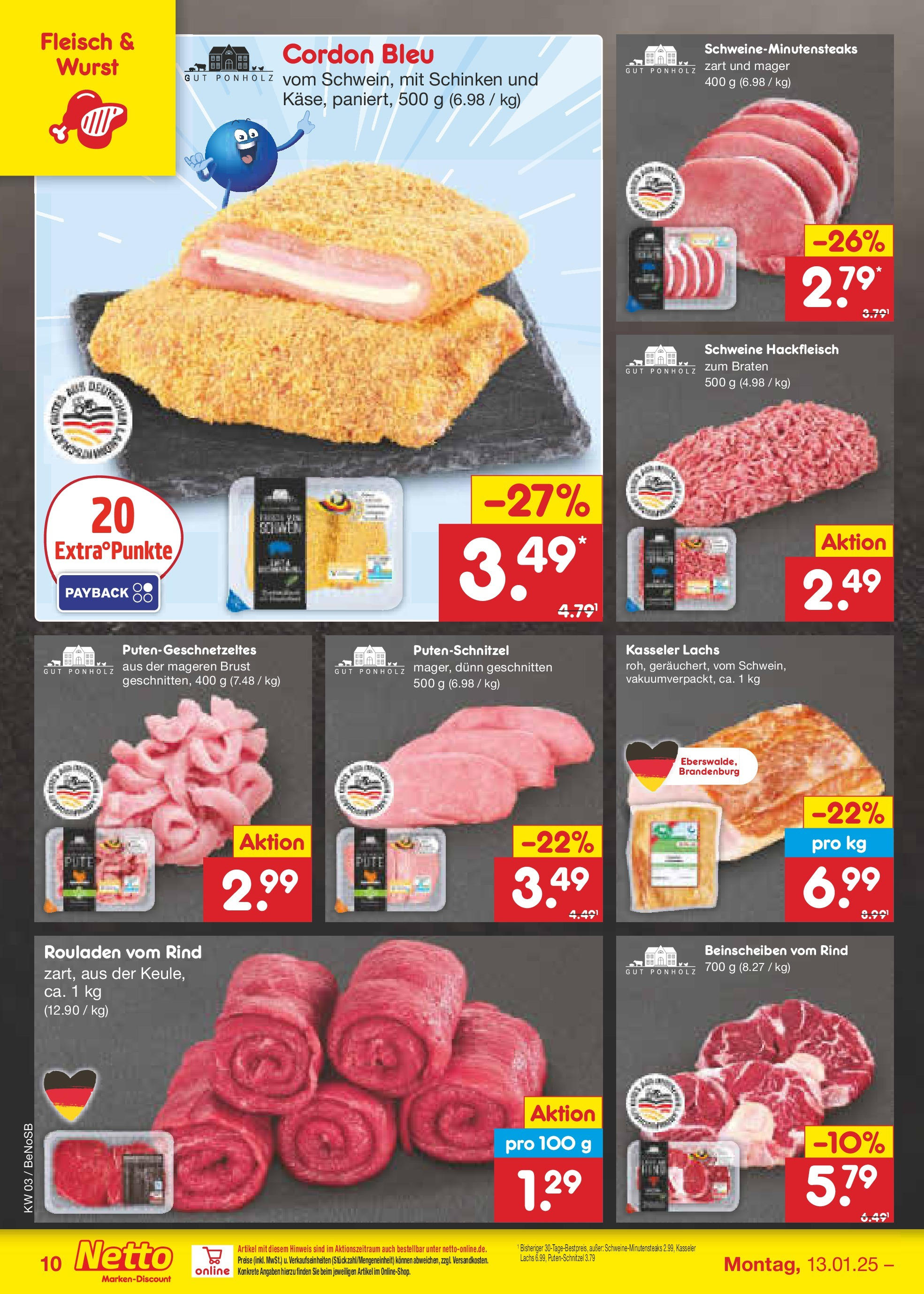 Netto Marken-Discount - Netto: Getränkeangebote (ab 12.01.2025) » Angebote | Seite: 16 | Produkte: Lachs, Schinken, Fleisch, Hackfleisch