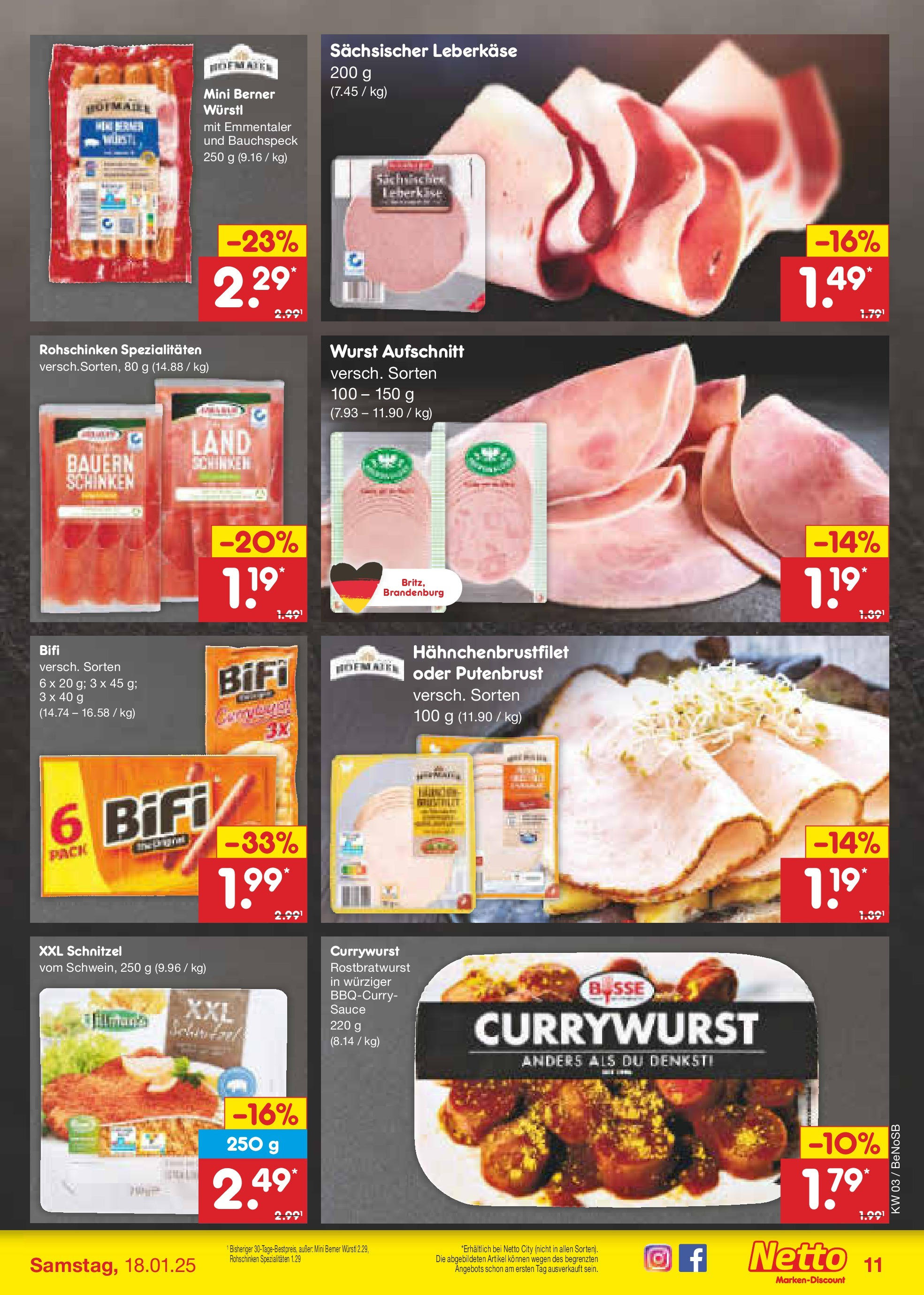 Netto Marken-Discount - Netto: Getränkeangebote (ab 12.01.2025) » Angebote | Seite: 17 | Produkte: Würstl, Schnitzel, Wurst, Leberkase