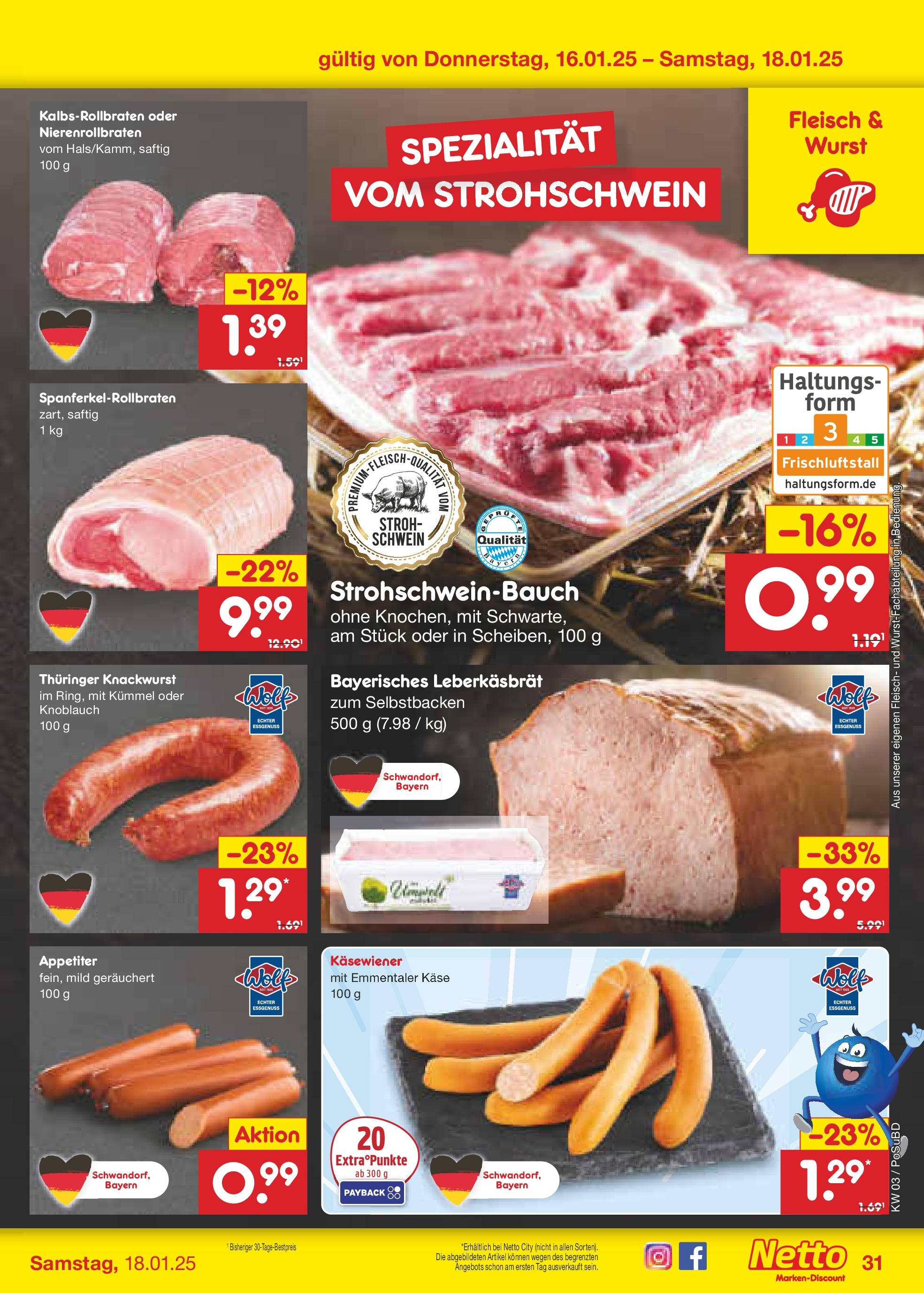 Netto Marken-Discount - Netto: Wochenangebote (ab 12.01.2025) » Angebote | Seite: 45 | Produkte: Käse, Wurst, Knoblauch, Fleisch