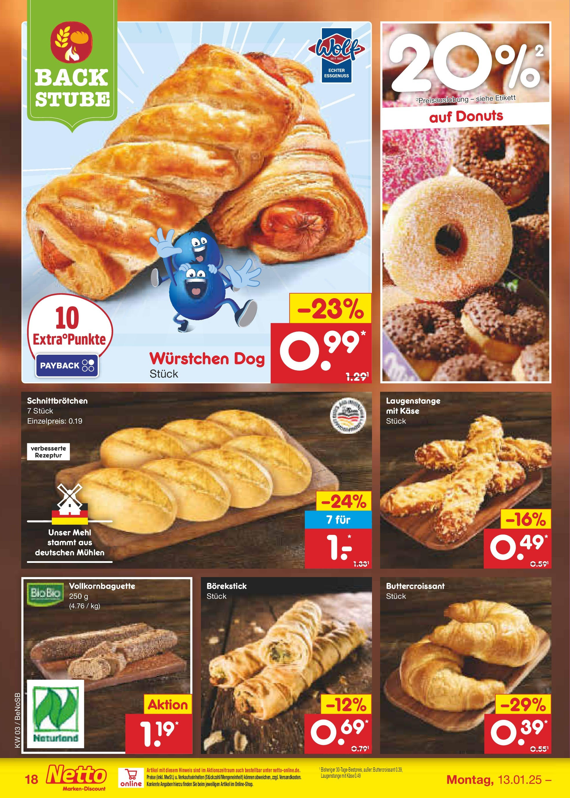 Netto Marken-Discount - Netto: Getränkeangebote (ab 12.01.2025) » Angebote | Seite: 28 | Produkte: Mehl, Käse, Donuts