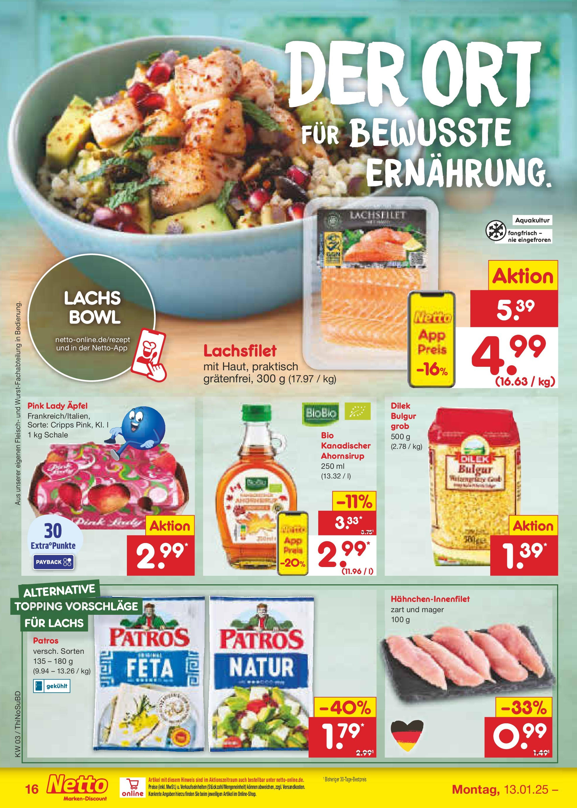 Netto Marken-Discount - Netto: Getränkeangebote (ab 12.01.2025) » Angebote | Seite: 24 | Produkte: Feta, Patros, Lachs, Fleisch