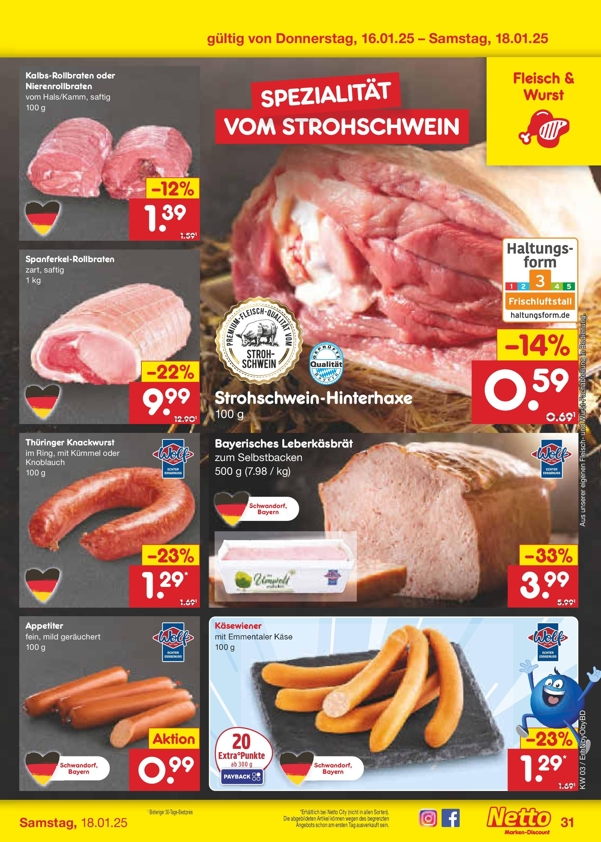 Netto Marken-Discount - Netto: Wochenangebote (ab 12.01.2025) » Angebote | Seite: 45 | Produkte: Käse, Wurst, Knoblauch, Fleisch