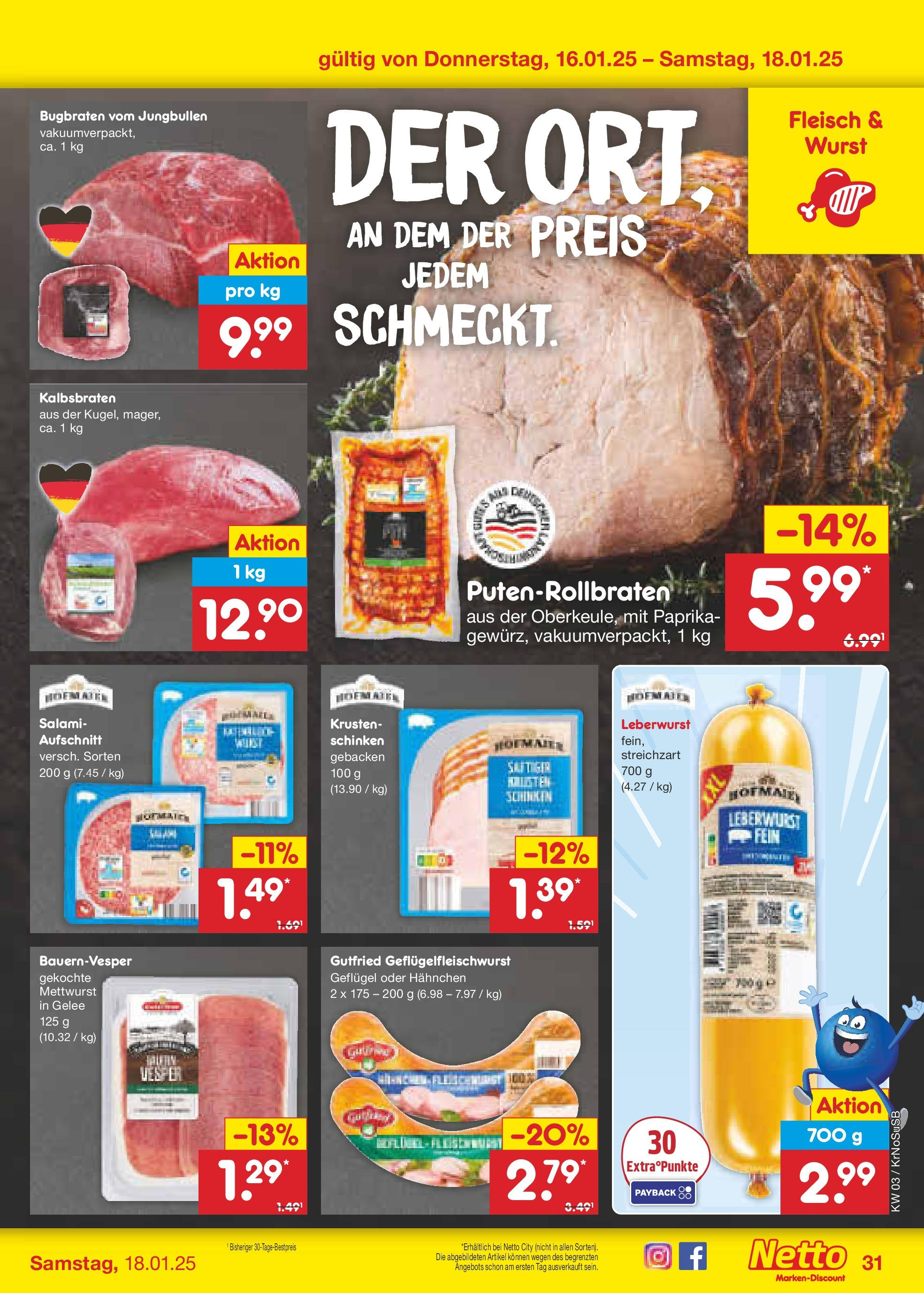 Netto Marken-Discount - Netto: Wochenangebote (ab 12.01.2025) » Angebote | Seite: 45 | Produkte: Paprika, Wurst, Salami, Fleisch