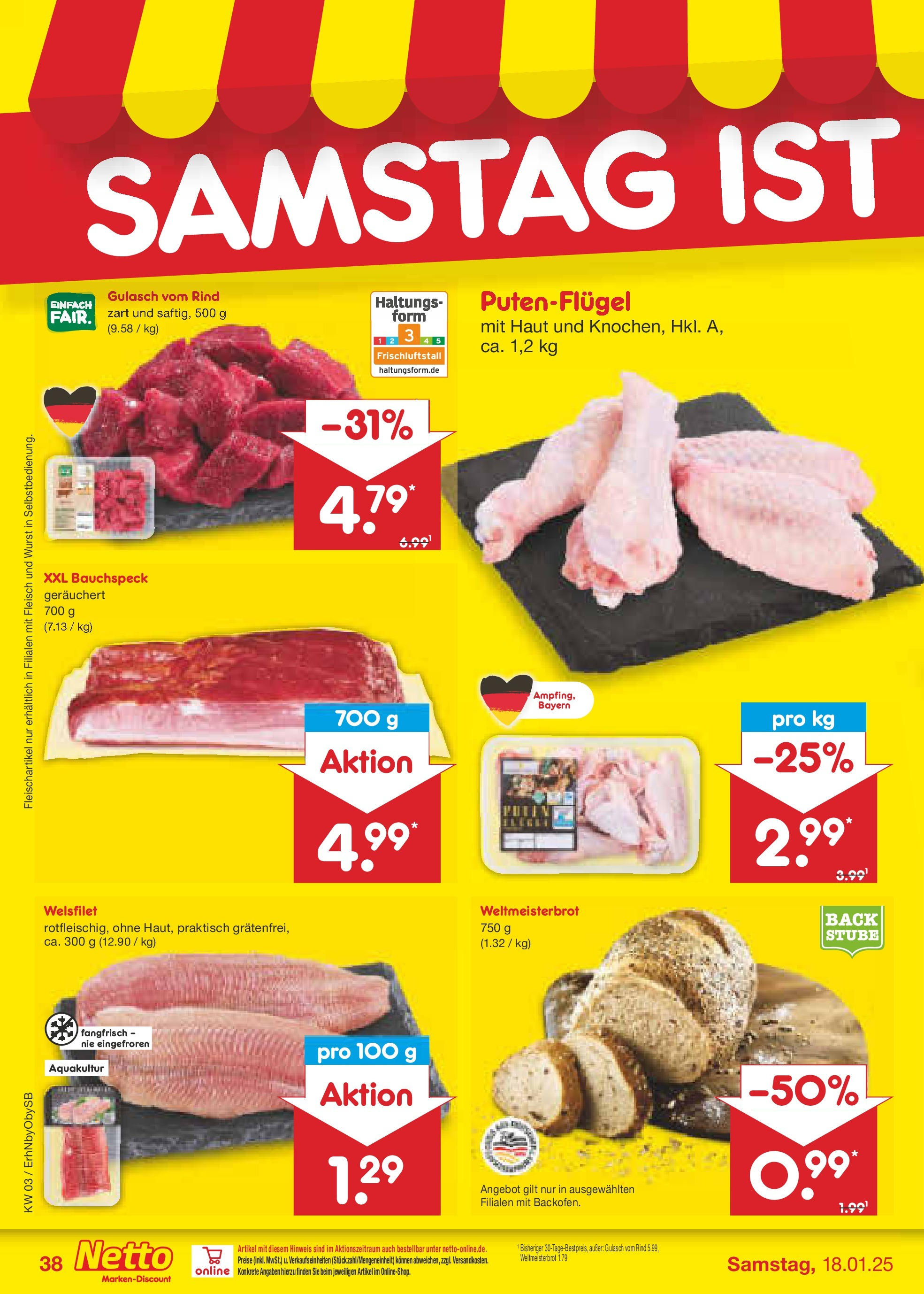 Netto Marken-Discount - Netto: Wochenangebote (ab 12.01.2025) » Angebote | Seite: 54 | Produkte: Gulasch, Wurst, Fleisch