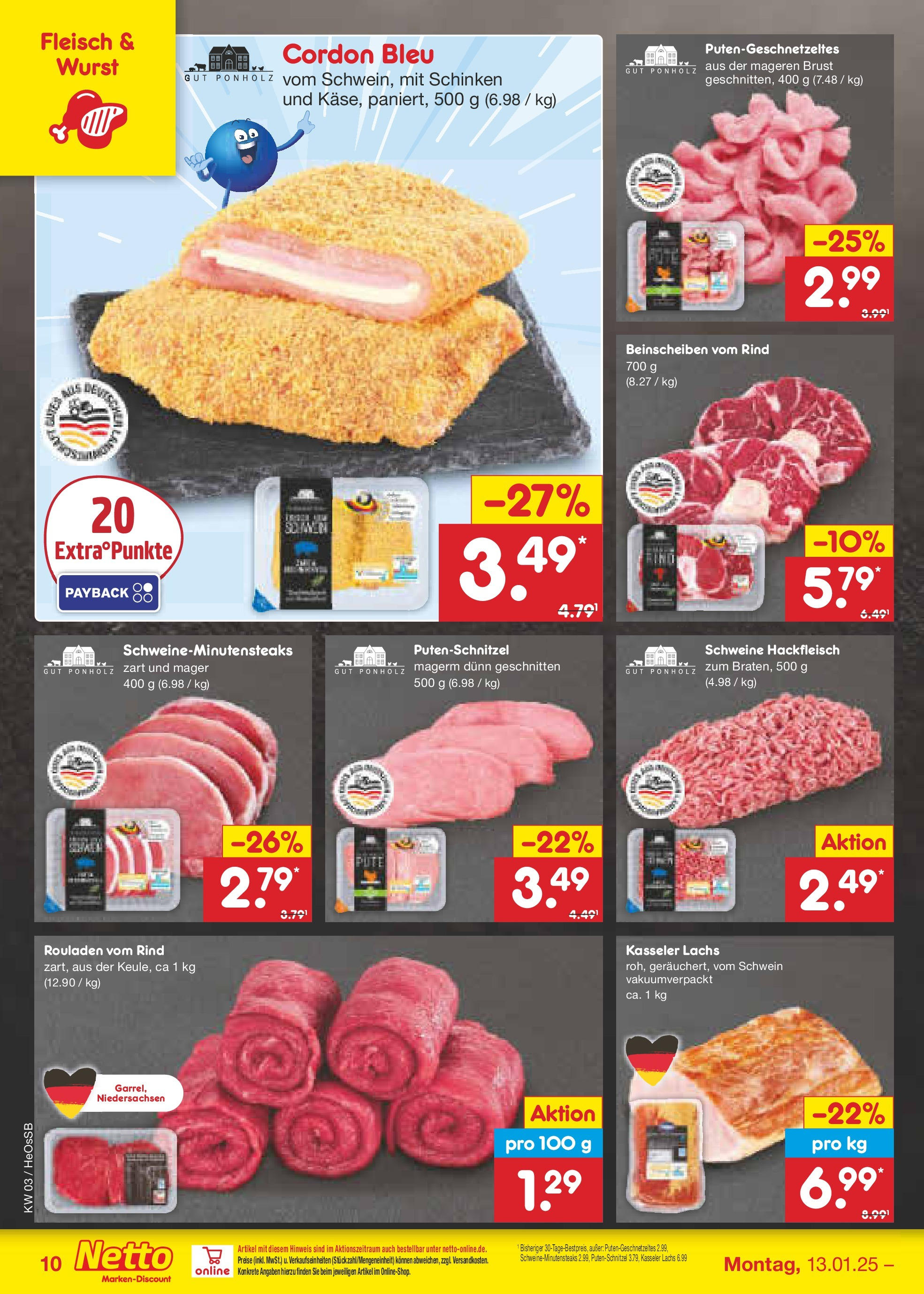 Netto Marken-Discount - Netto: Wochenangebote (ab 12.01.2025) » Angebote | Seite: 16 | Produkte: Lachs, Putenschnitzel, Fleisch, Hackfleisch