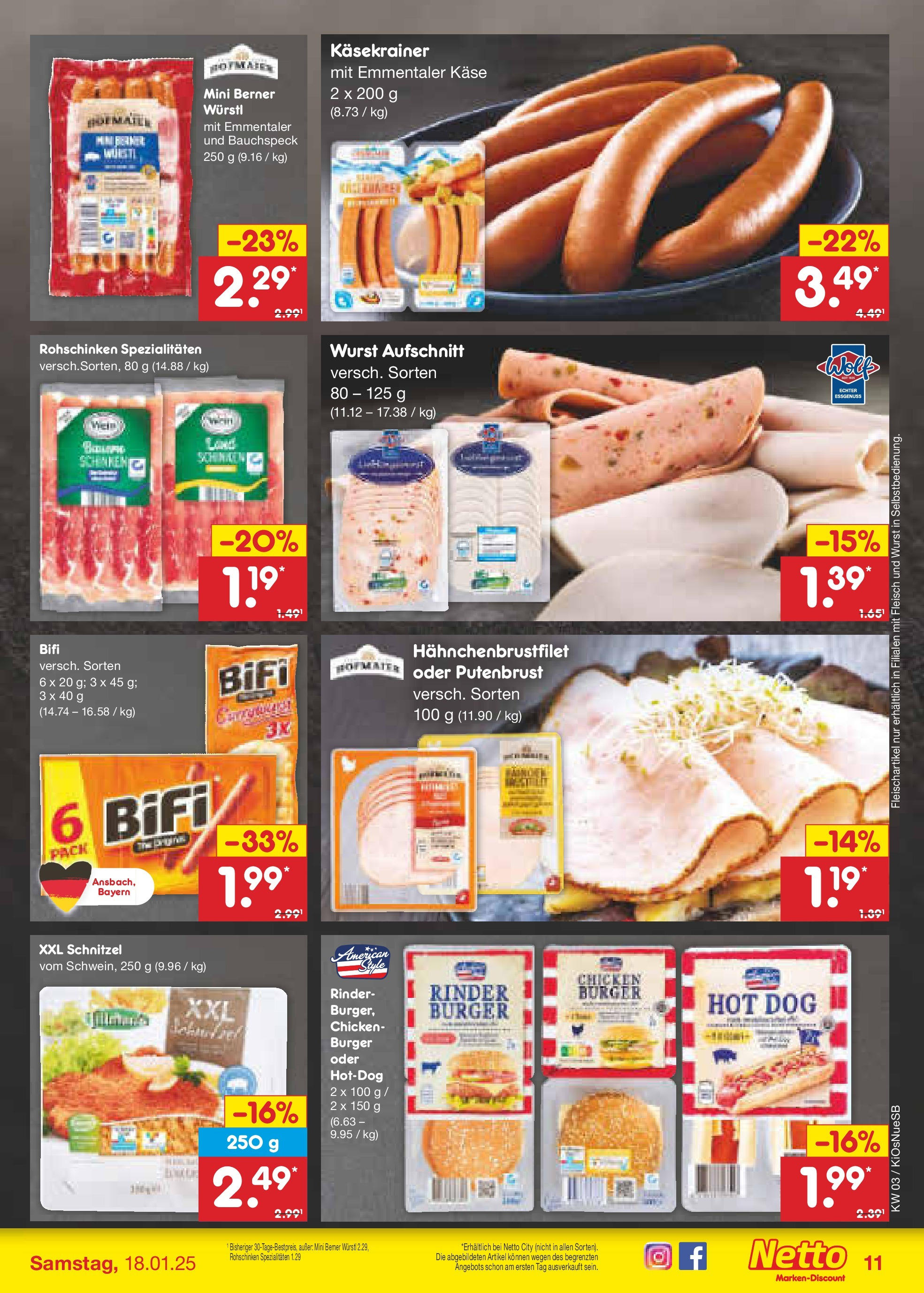 Netto Marken-Discount - Netto: Getränkeangebote (ab 12.01.2025) » Angebote | Seite: 17 | Produkte: Würstl, Burger, Käsekrainer, Wurst