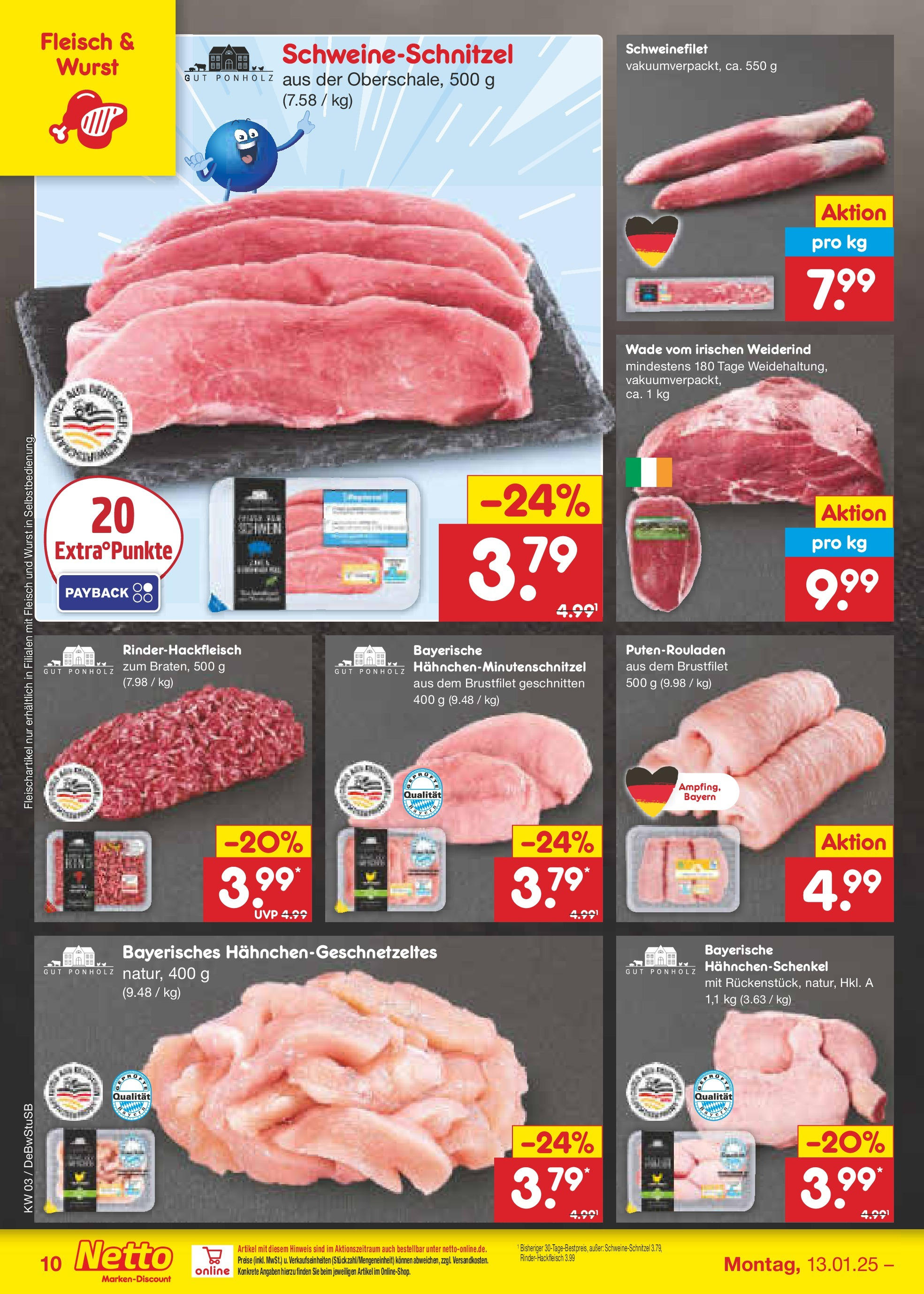 Netto Marken-Discount - Netto: Wochenangebote (ab 12.01.2025) » Angebote | Seite: 16 | Produkte: Hahnchenschenkel, Schweinefilet, Wurst, Fleisch