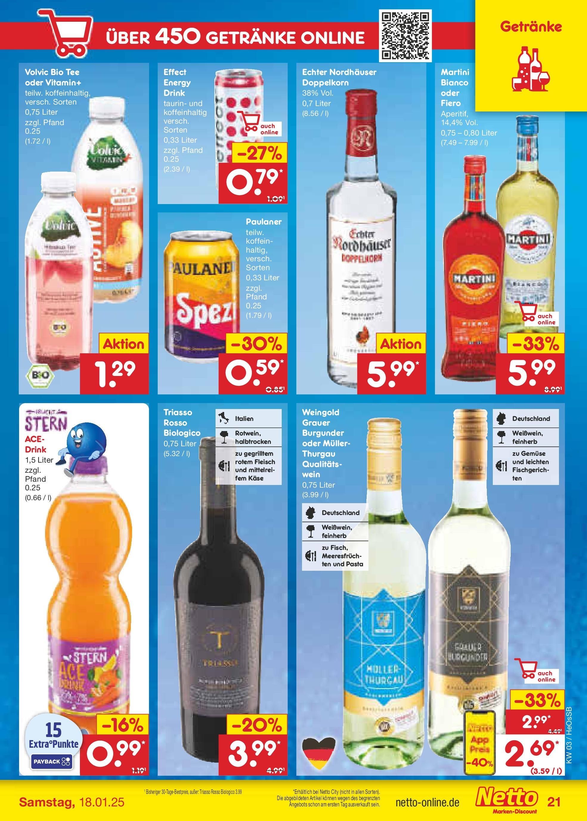 Netto Marken-Discount - Netto: Wochenangebote (ab 12.01.2025) » Angebote | Seite: 31 | Produkte: Martini, Gemüse, Tee, Paulaner