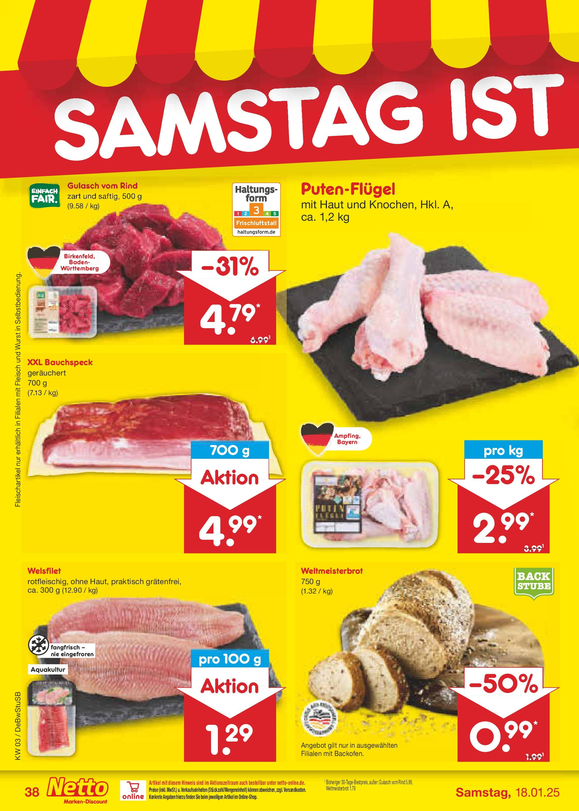 Netto Marken-Discount - Netto: Wochenangebote (ab 12.01.2025) » Angebote | Seite: 54 | Produkte: Gulasch, Wurst, Fleisch