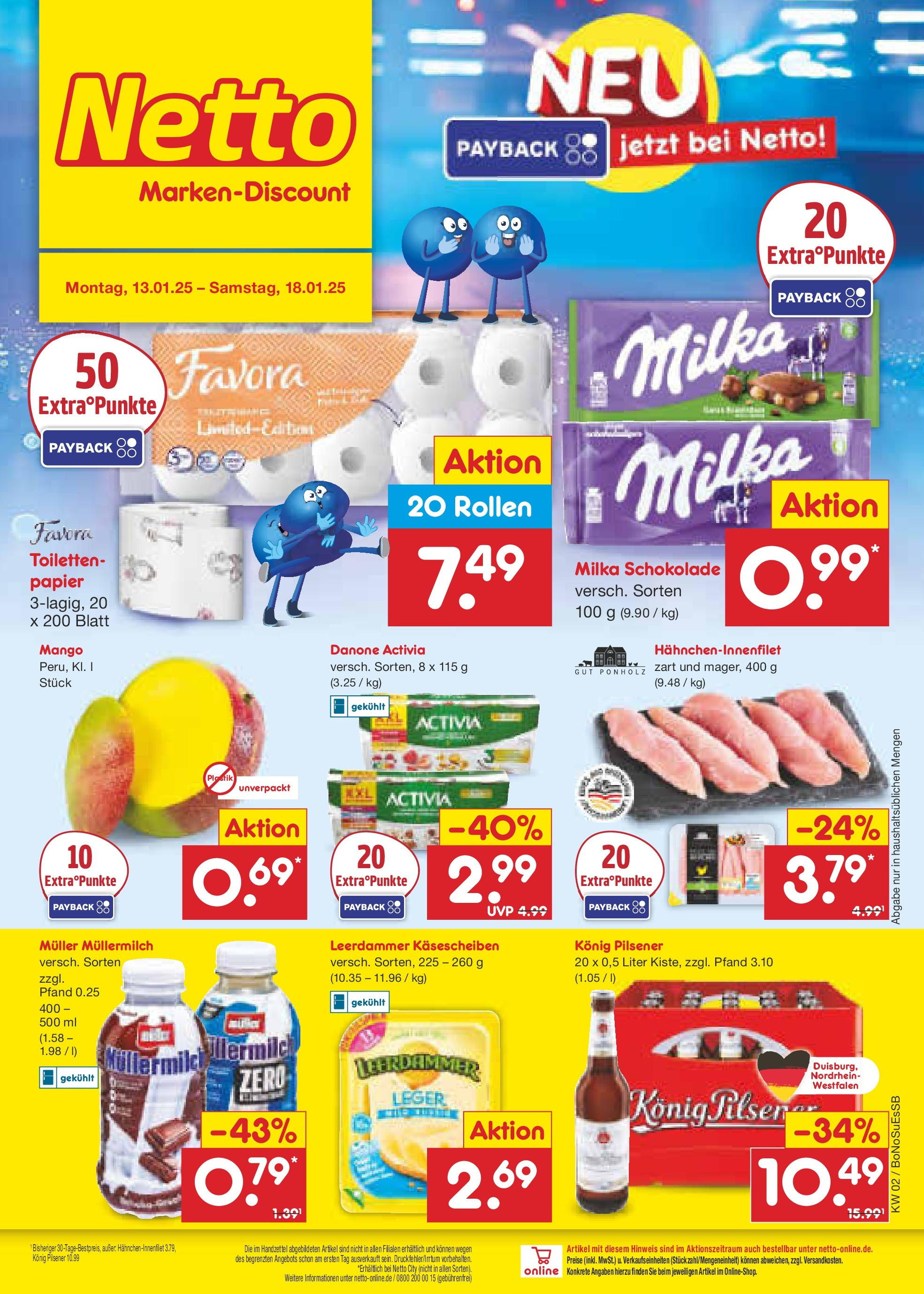 Netto Marken-Discount - Netto: Wochenangebote (ab 12.01.2025) » Angebote | Seite: 1 | Produkte: Milka schokolade, Milka, Mango, Muller mullermilch