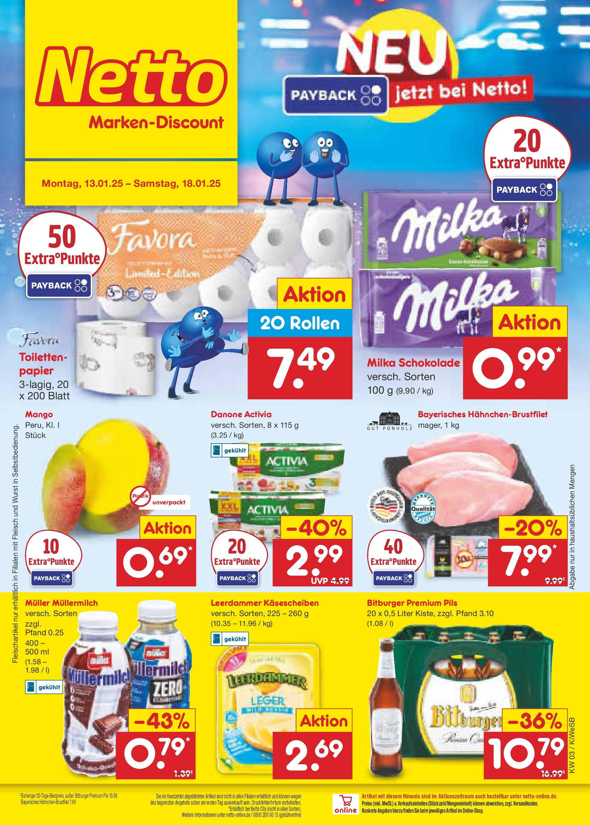 Netto Marken-Discount - Netto: Wochenangebote (ab 12.01.2025) » Angebote | Seite: 1 | Produkte: Activia, Schokolade, Milka schokolade, Leerdammer