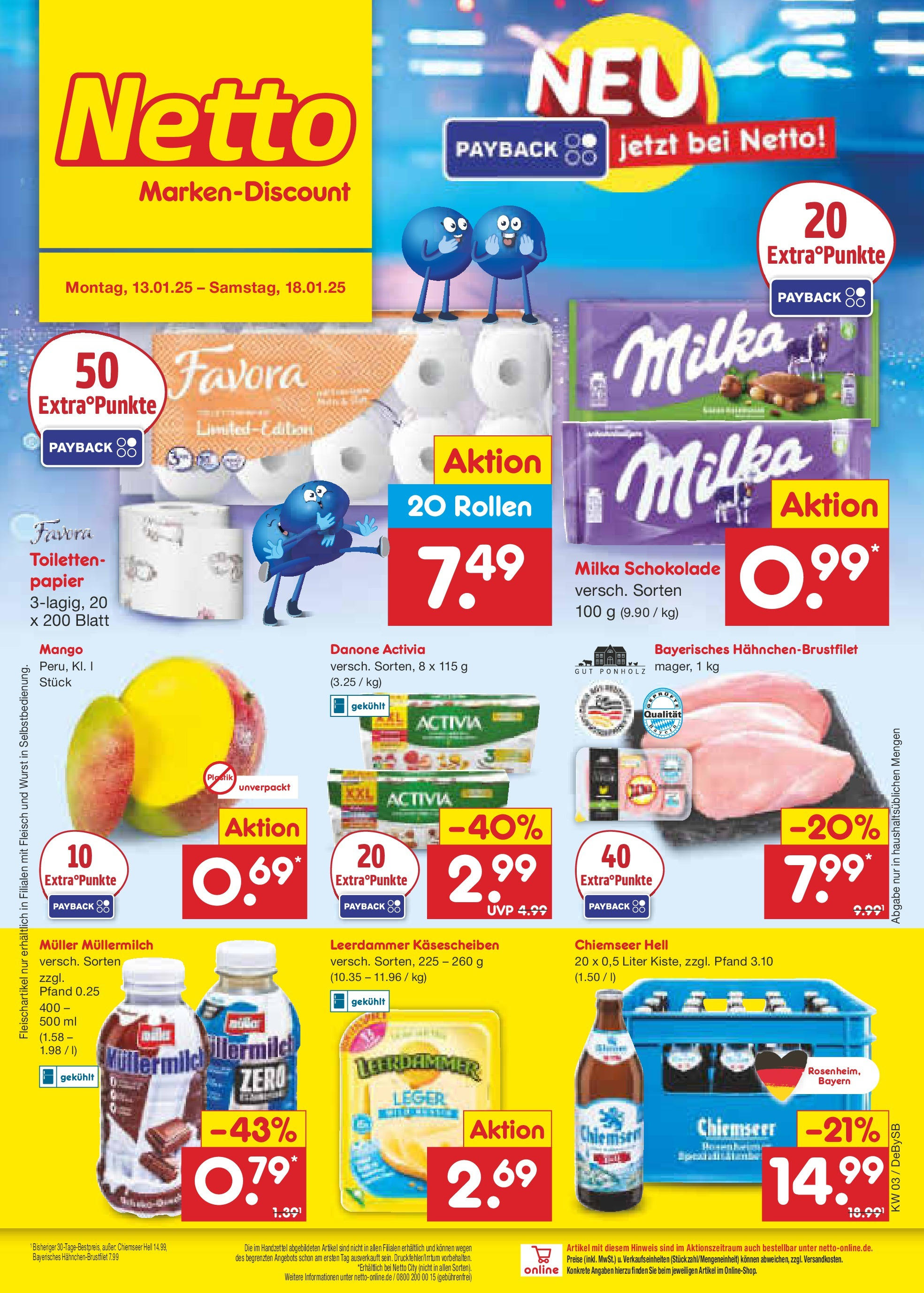 Netto Marken-Discount - Netto: Wochenangebote (ab 12.01.2025) » Angebote | Seite: 1 | Produkte: Activia, Schokolade, Mango, Müllermilch