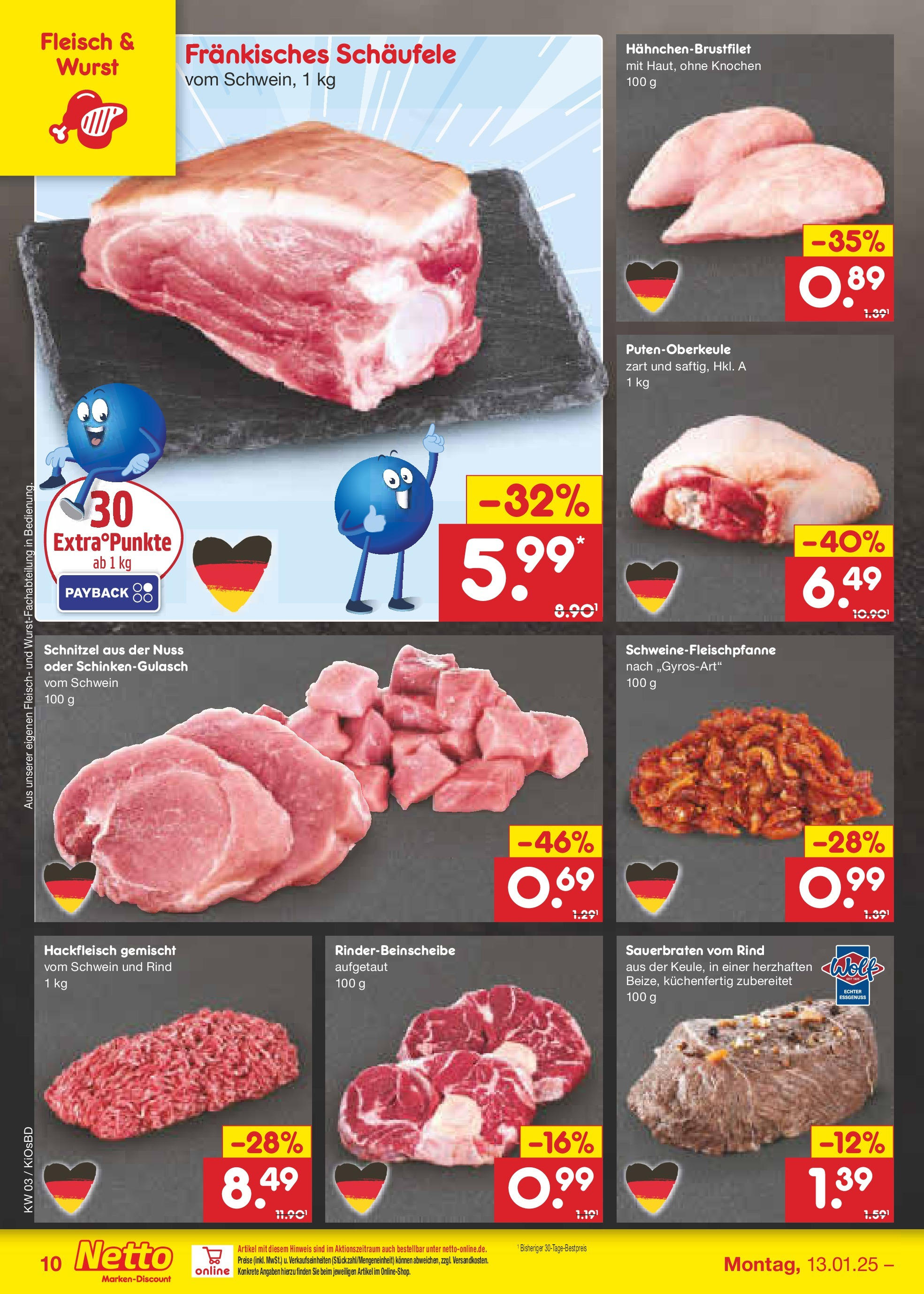 Netto Marken-Discount - Netto: Wochenangebote (ab 12.01.2025) » Angebote | Seite: 16 | Produkte: Schnitzel, Wurst, Fleisch, Hackfleisch