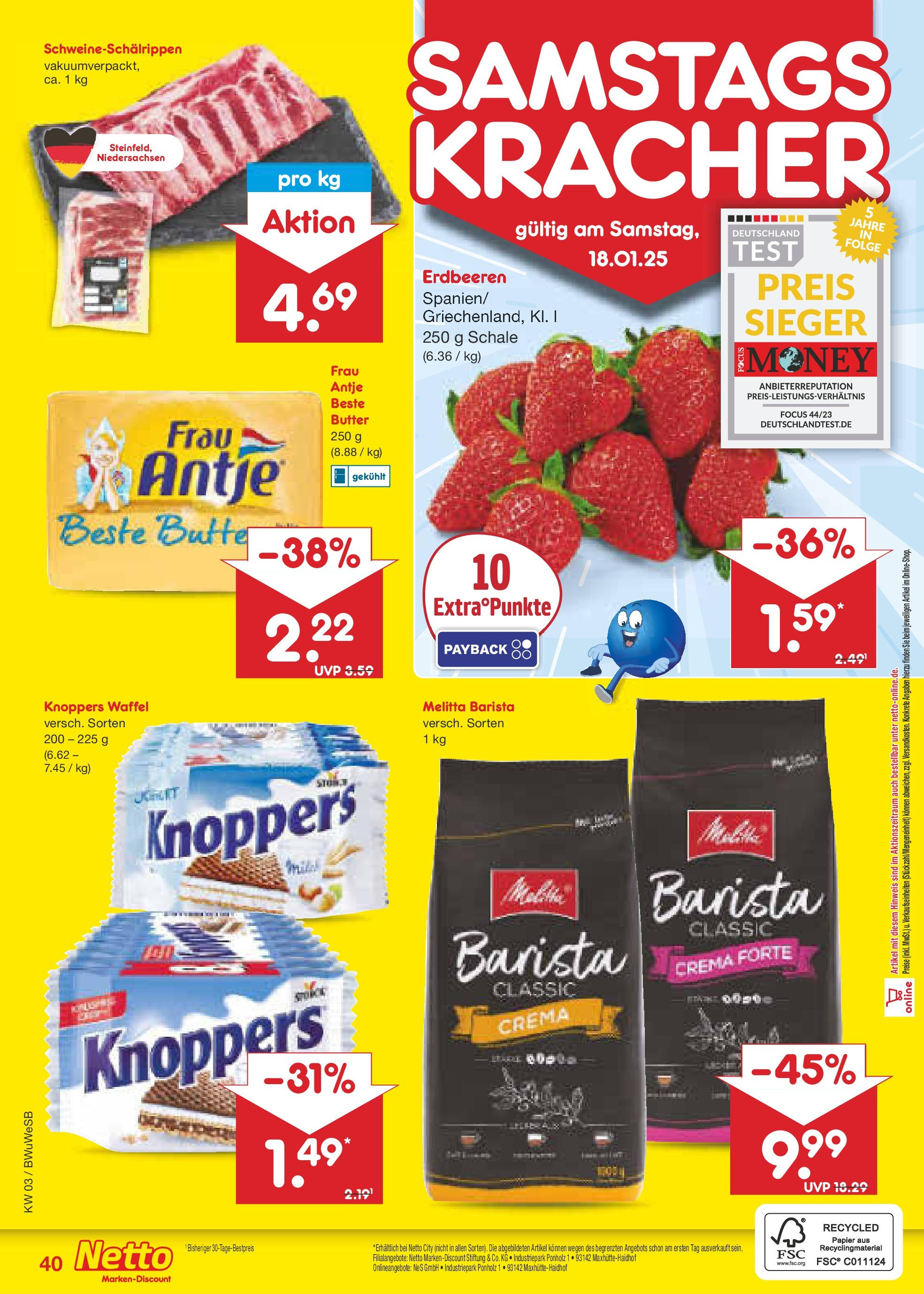 Netto Marken-Discount - Netto: Wochenangebote (ab 12.01.2025) » Angebote | Seite: 56 | Produkte: Melitta, Butter, Knoppers, Erdbeeren