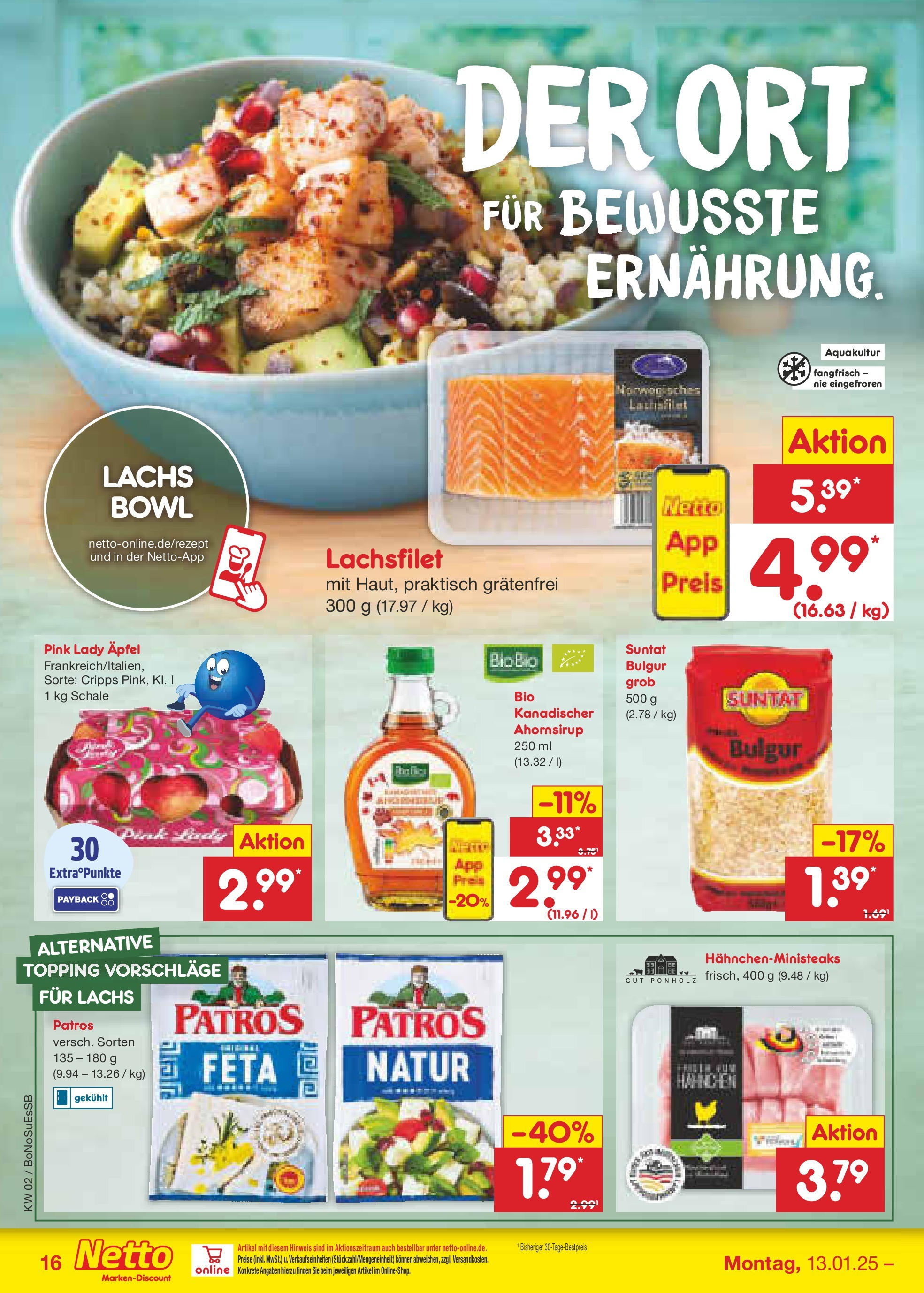 Netto Marken-Discount - Netto: Wochenangebote (ab 12.01.2025) » Angebote | Seite: 24 | Produkte: Feta, Äpfel, Patros, Lachs