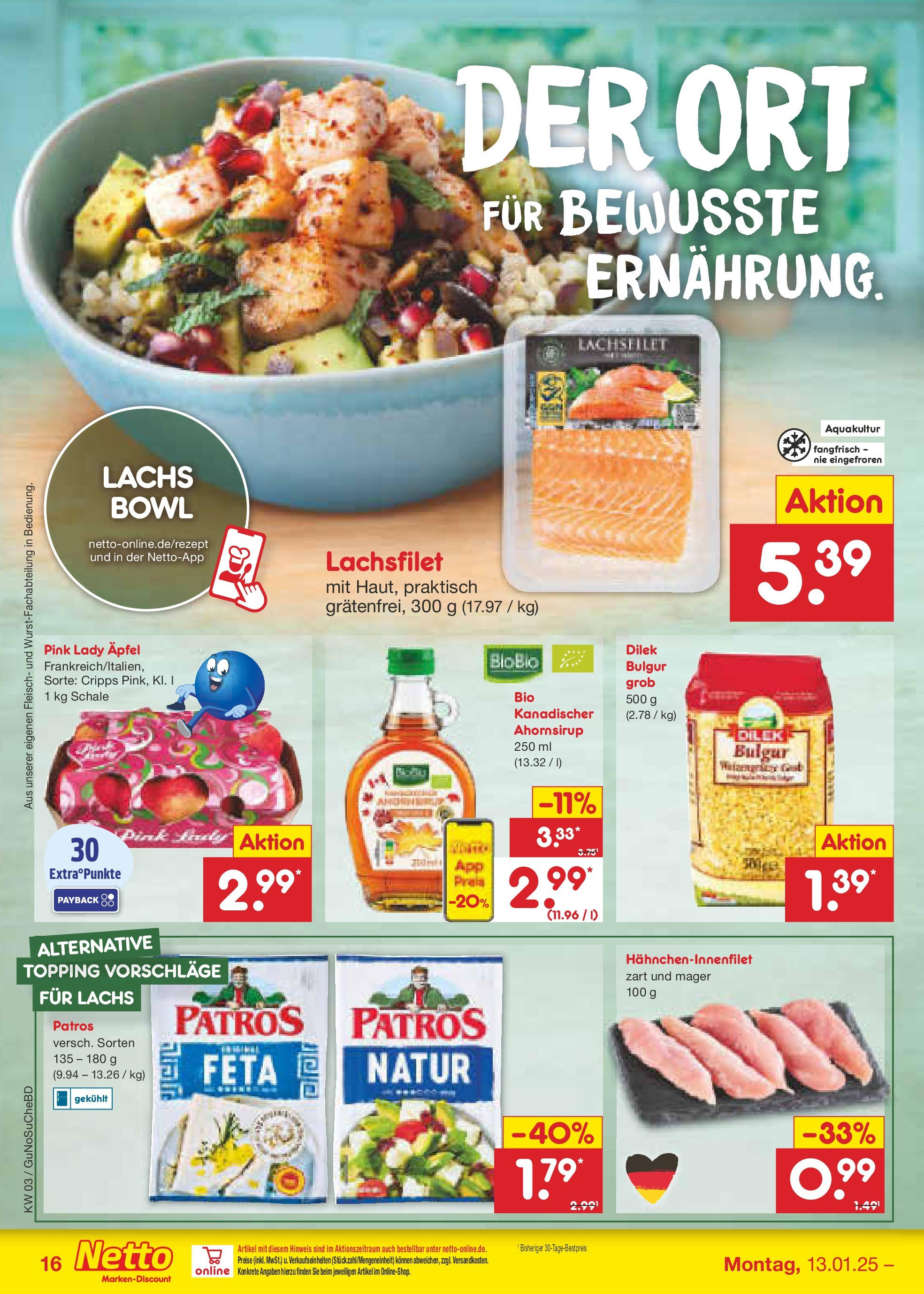 Netto Marken-Discount - Netto: Wochenangebote (ab 12.01.2025) » Angebote | Seite: 24 | Produkte: Feta, Patros, Lachs, Fleisch