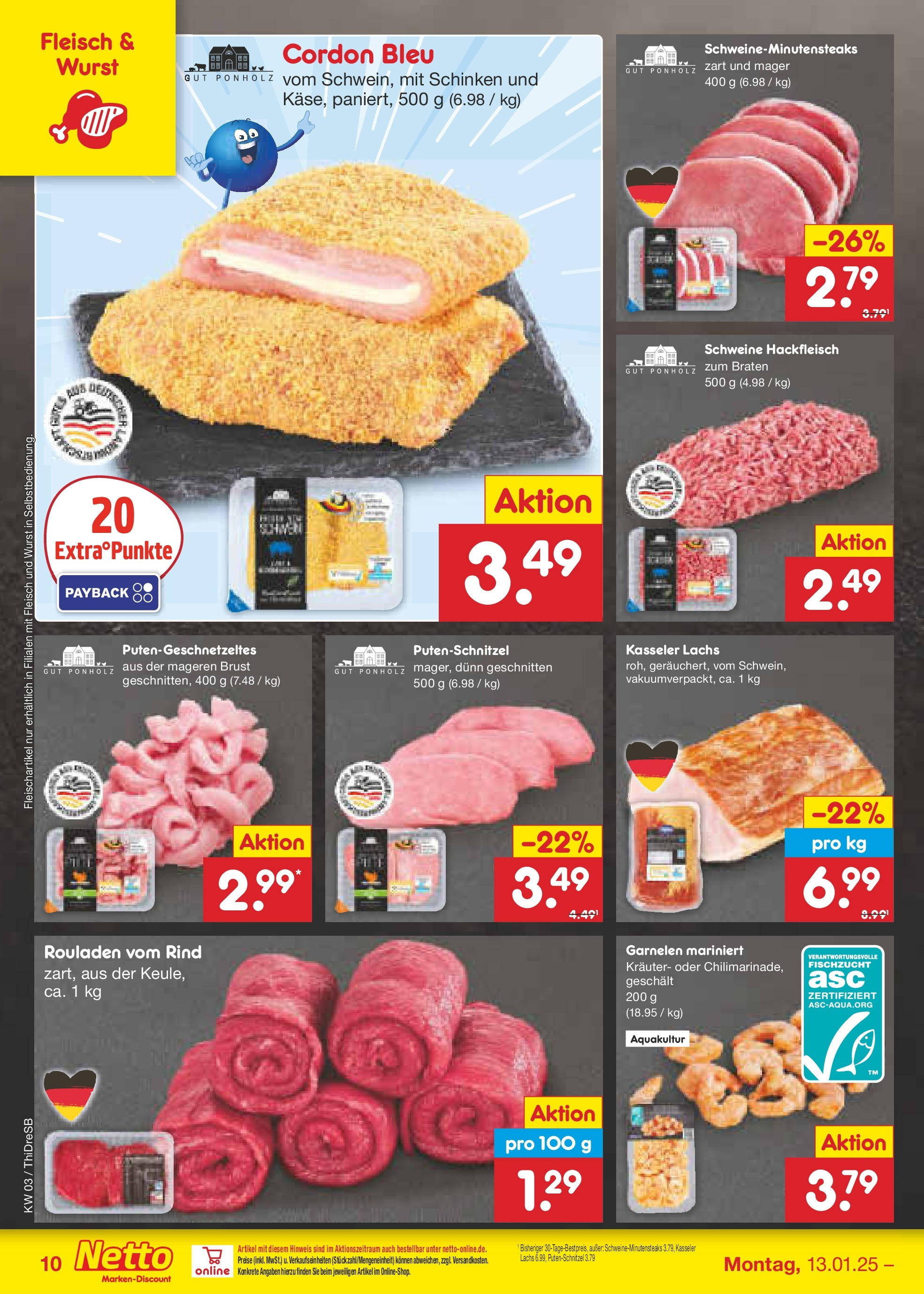 Netto Marken-Discount - Netto: Getränkeangebote (ab 12.01.2025) » Angebote | Seite: 16 | Produkte: Garnelen, Schinken, Fleisch, Hackfleisch