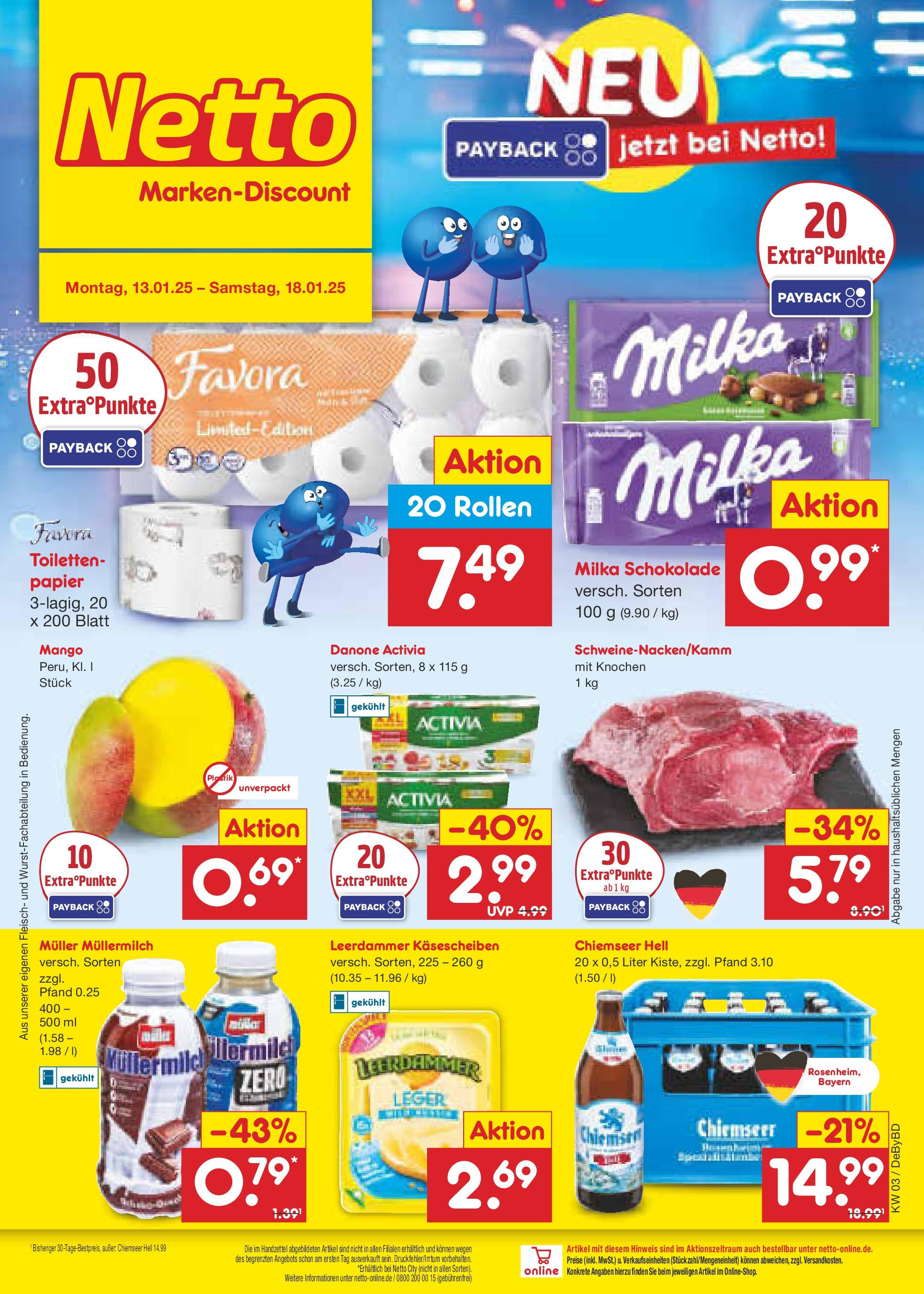 Netto Marken-Discount - Netto: Wochenangebote (ab 12.01.2025) » Angebote | Seite: 1 | Produkte: Danone activia, Schokolade, Milka, Müllermilch