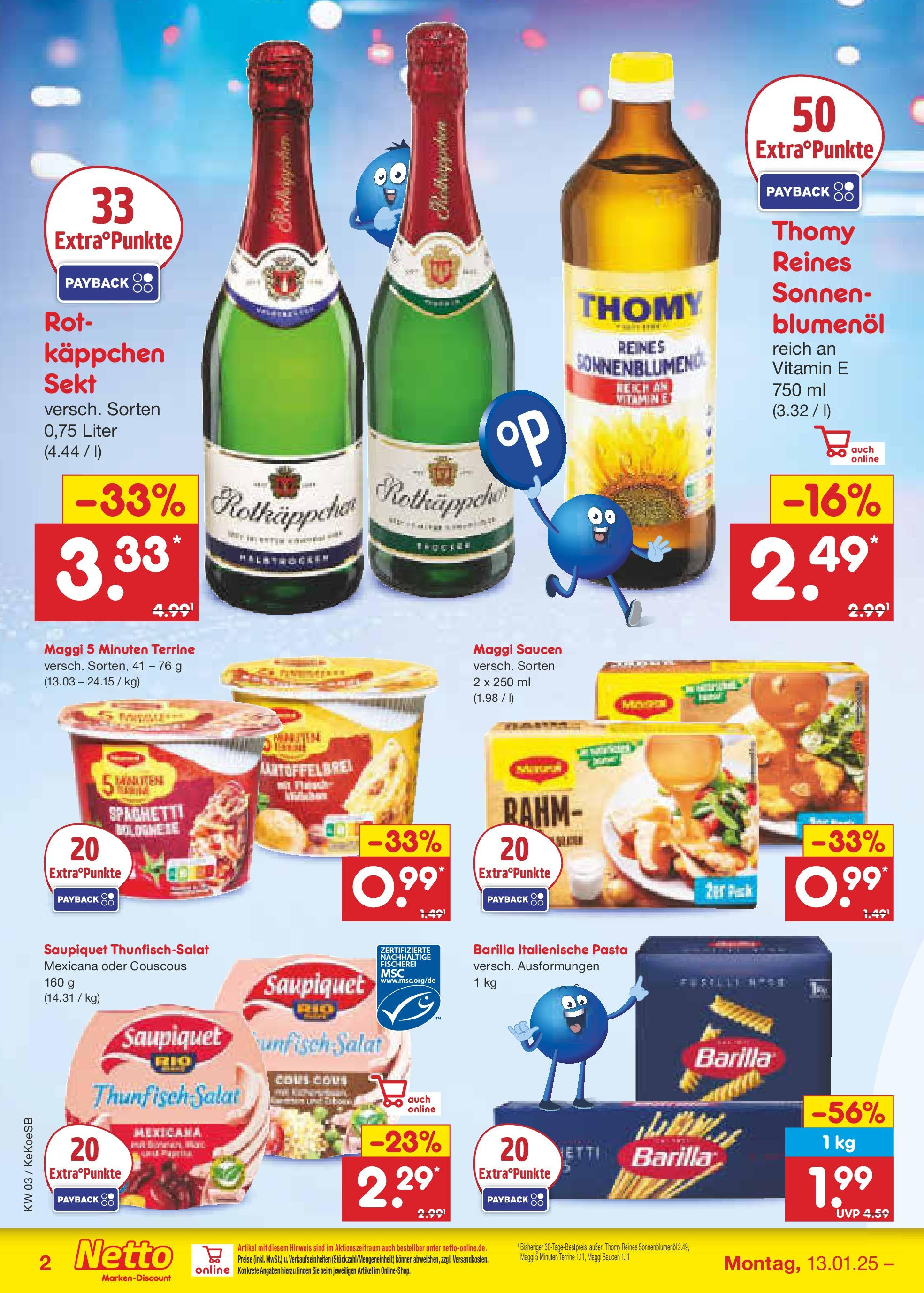 Netto Marken-Discount - Netto: Getränkeangebote (ab 12.01.2025) » Angebote | Seite: 2 | Produkte: Rotkäppchen, Pasta, Salat, Maggi 5 minuten terrine