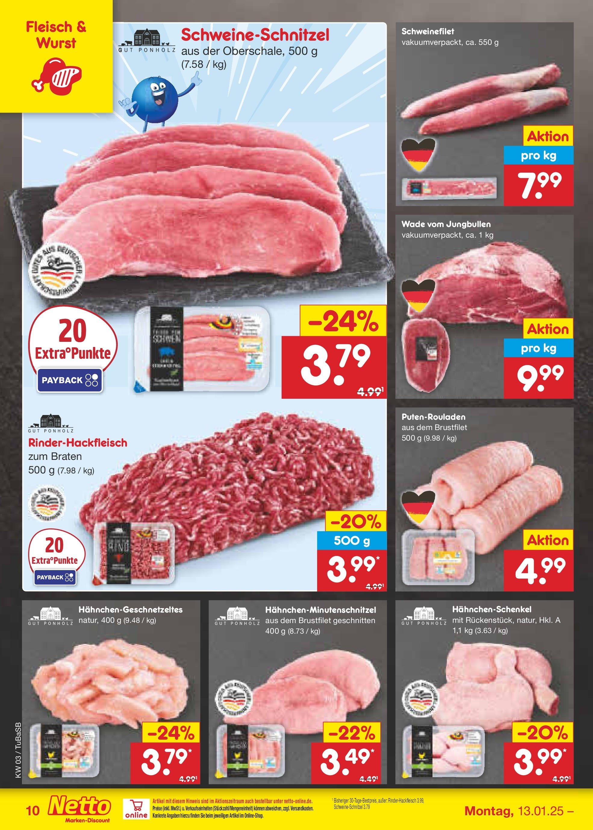 Netto Marken-Discount - Netto: Wochenangebote (ab 12.01.2025) » Angebote | Seite: 16 | Produkte: Hahnchenschenkel, Schweinefilet, Wurst, Fleisch