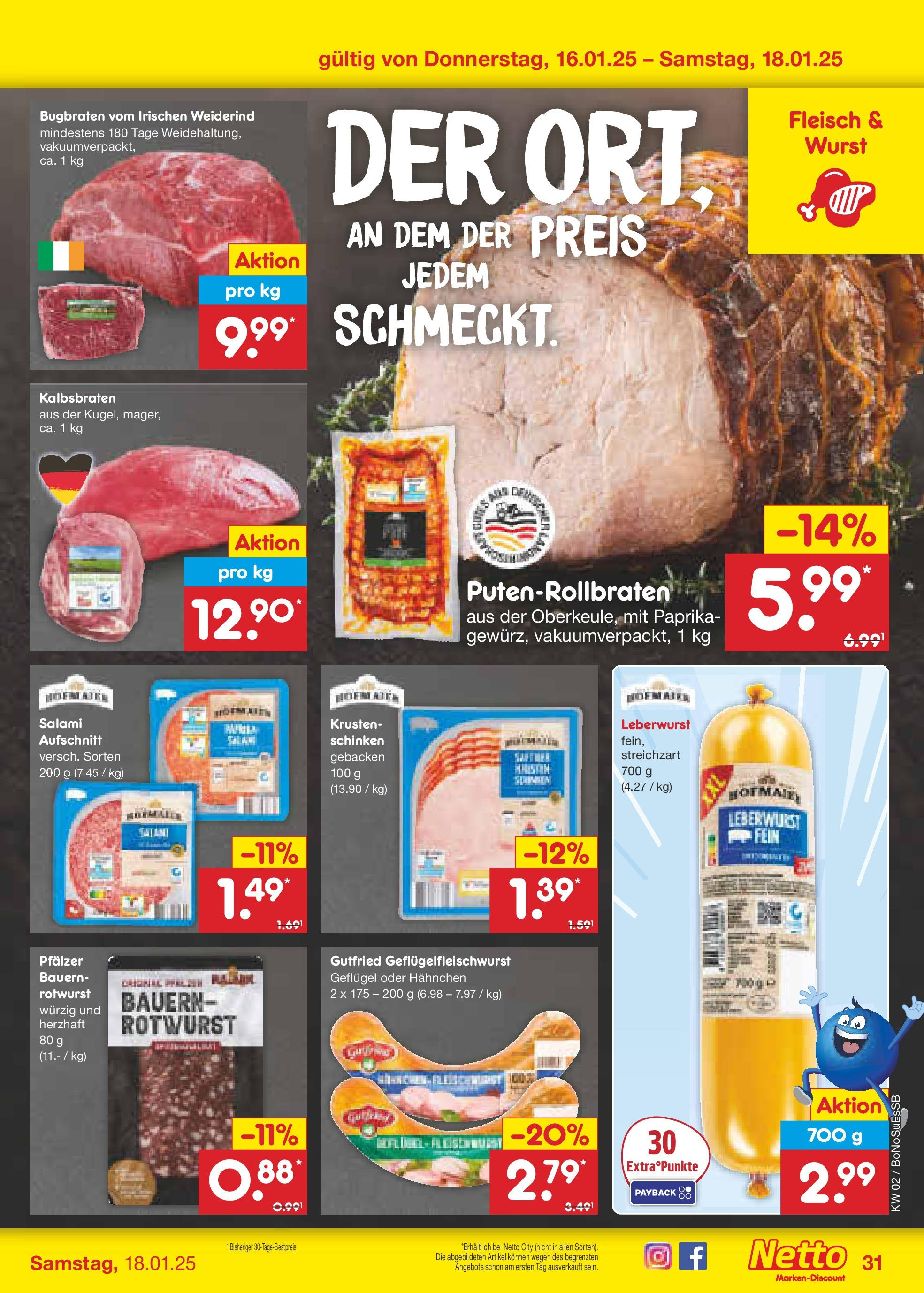 Netto Marken-Discount - Netto: Wochenangebote (ab 12.01.2025) » Angebote | Seite: 45 | Produkte: Paprika, Wurst, Salami, Fleisch