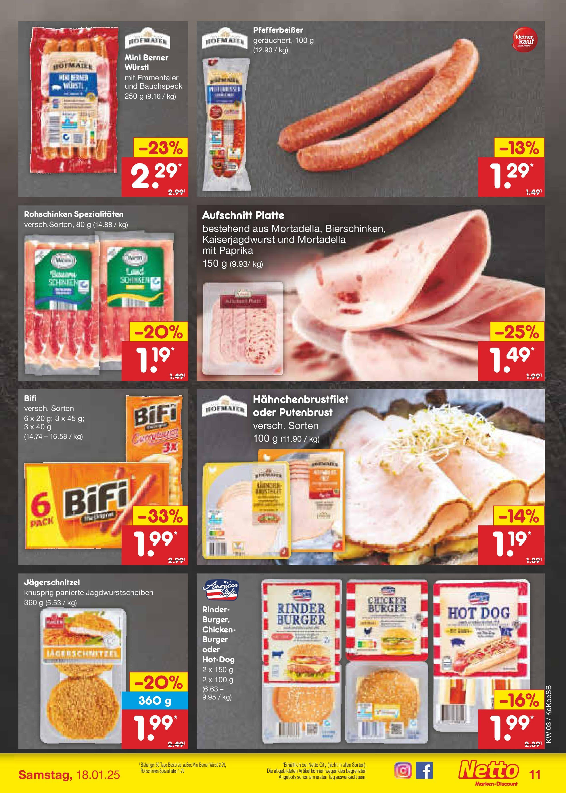 Netto Marken-Discount - Netto: Getränkeangebote (ab 12.01.2025) » Angebote | Seite: 17 | Produkte: Würstl, Burger, Paprika, Wurst