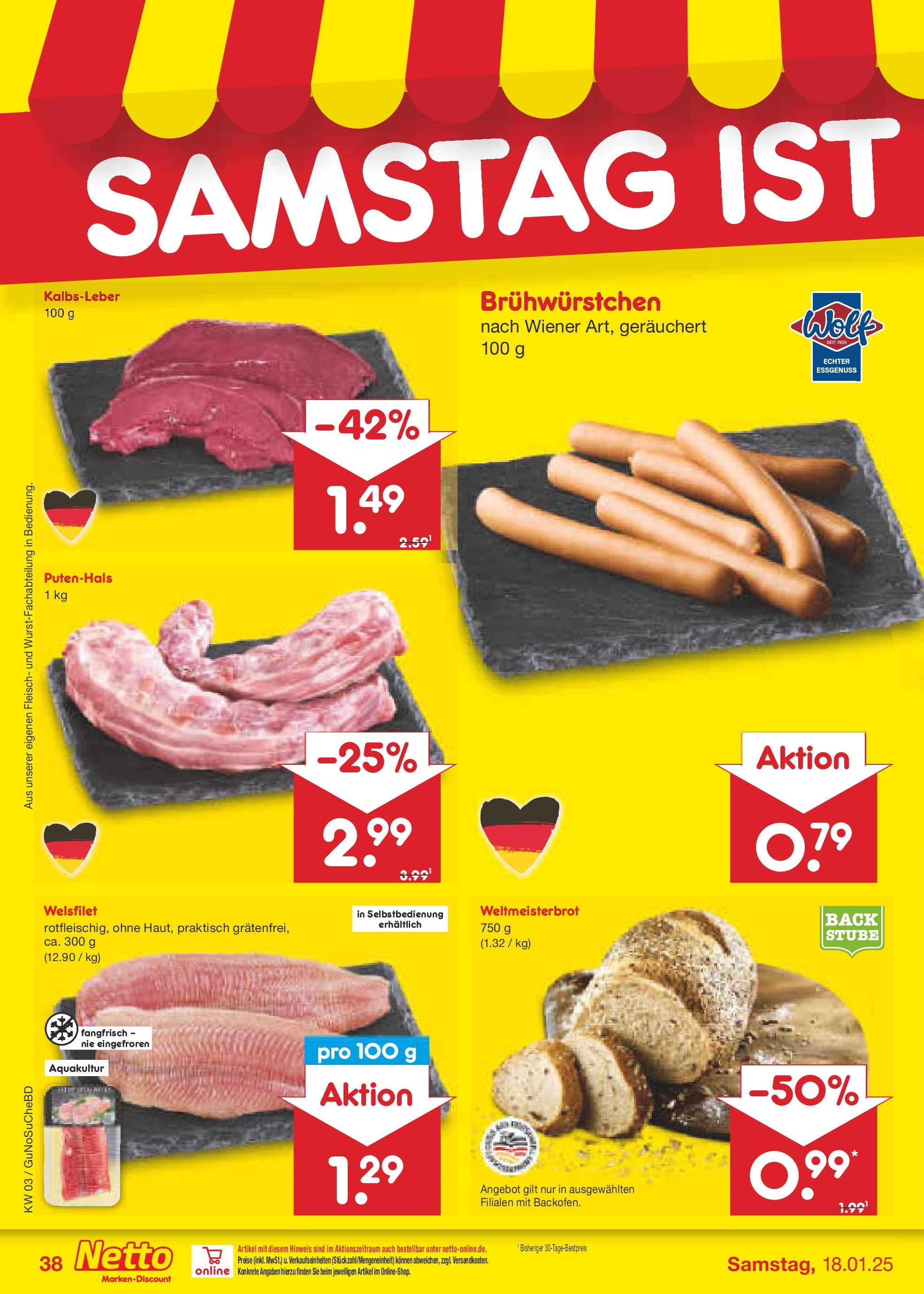 Netto Marken-Discount - Netto: Wochenangebote (ab 12.01.2025) » Angebote | Seite: 54 | Produkte: Kalbsleber, Fleisch