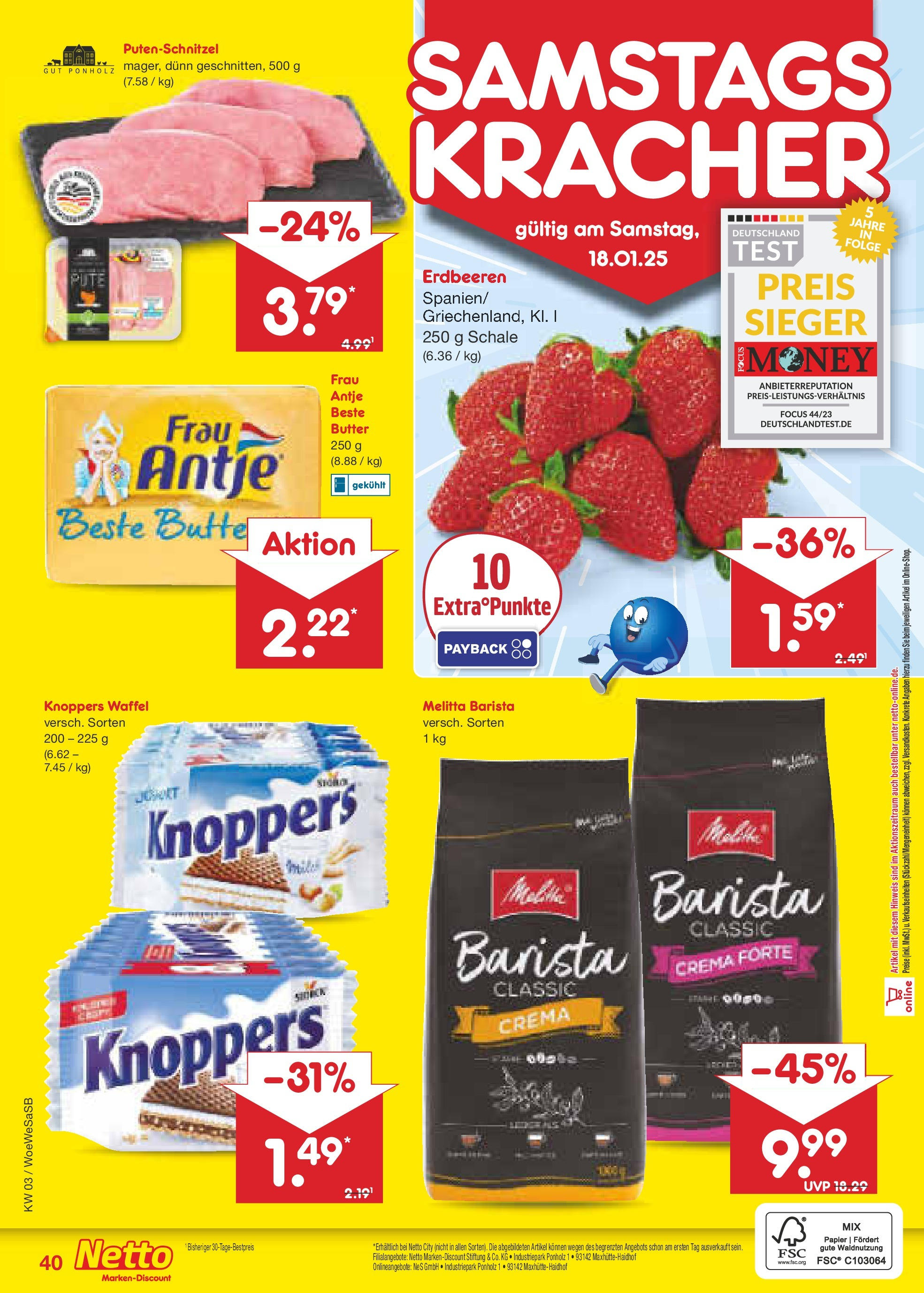 Netto Marken-Discount - Netto: Wochenangebote (ab 12.01.2025) » Angebote | Seite: 56 | Produkte: Melitta, Butter, Knoppers, Erdbeeren